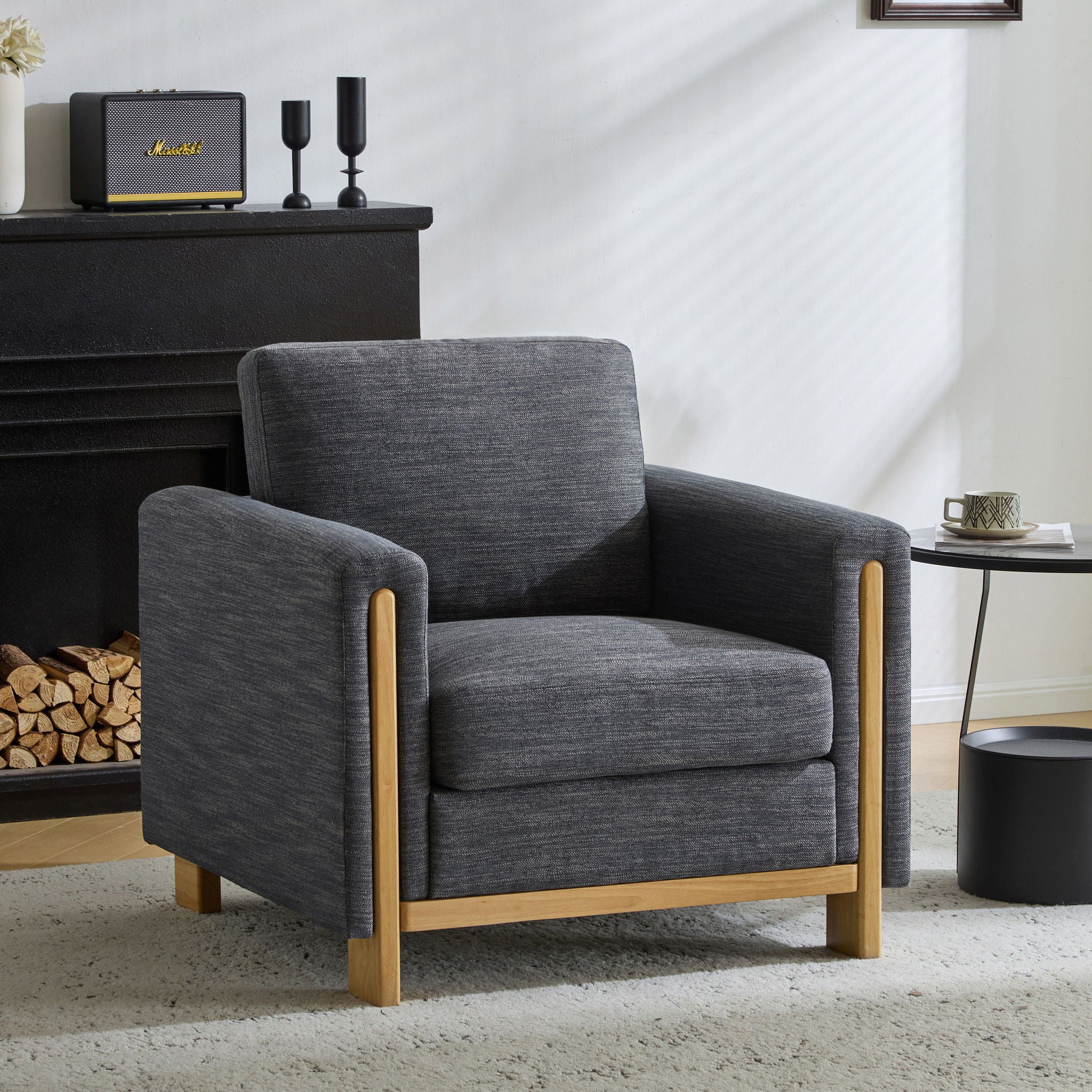 Harmonia - Classic Fabric Upholstered Armchair With Rubber Wood Frame