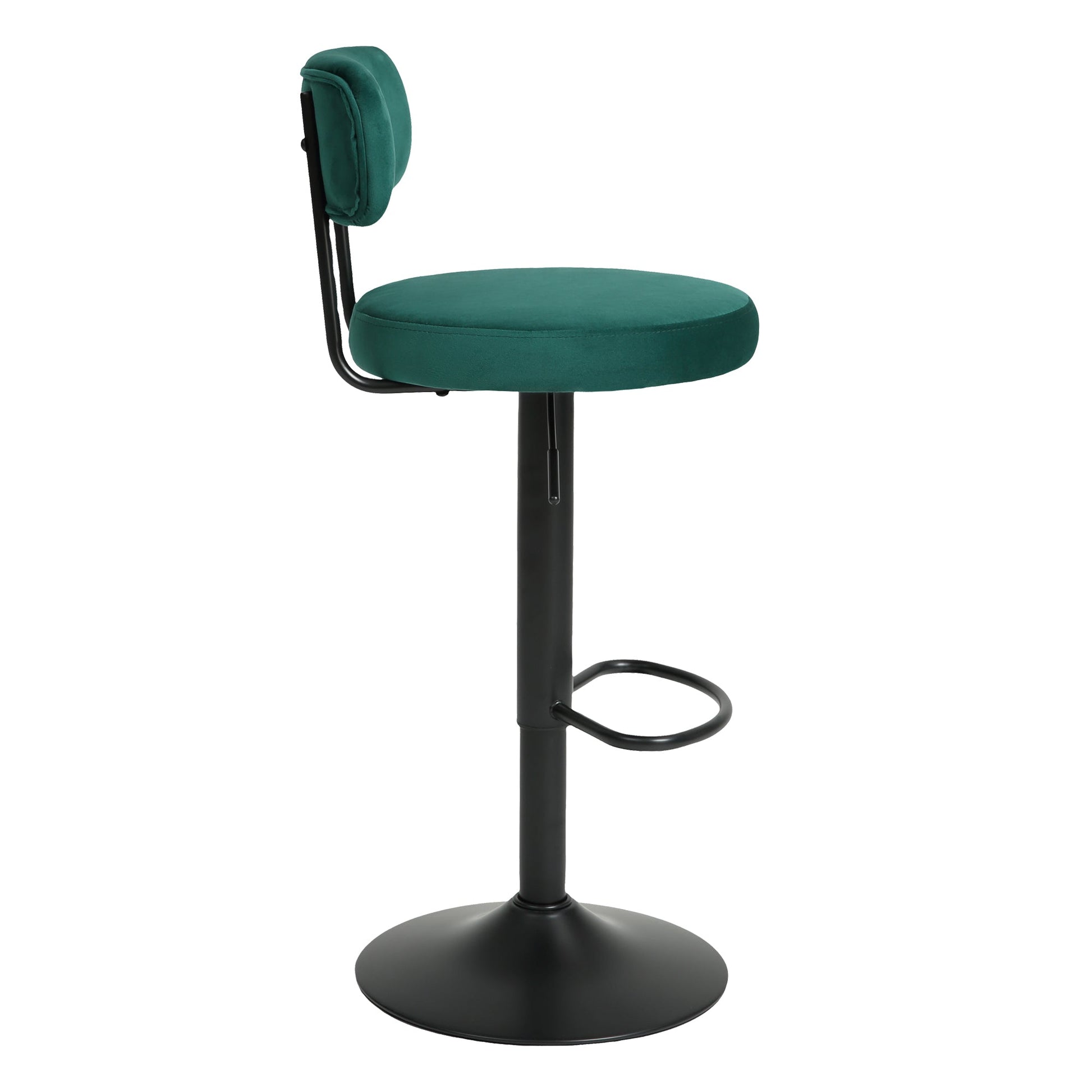 Set of 2 Adjustable Velvet Bar Stools with Curved Backrest & Swivel - Best Buy Furniture