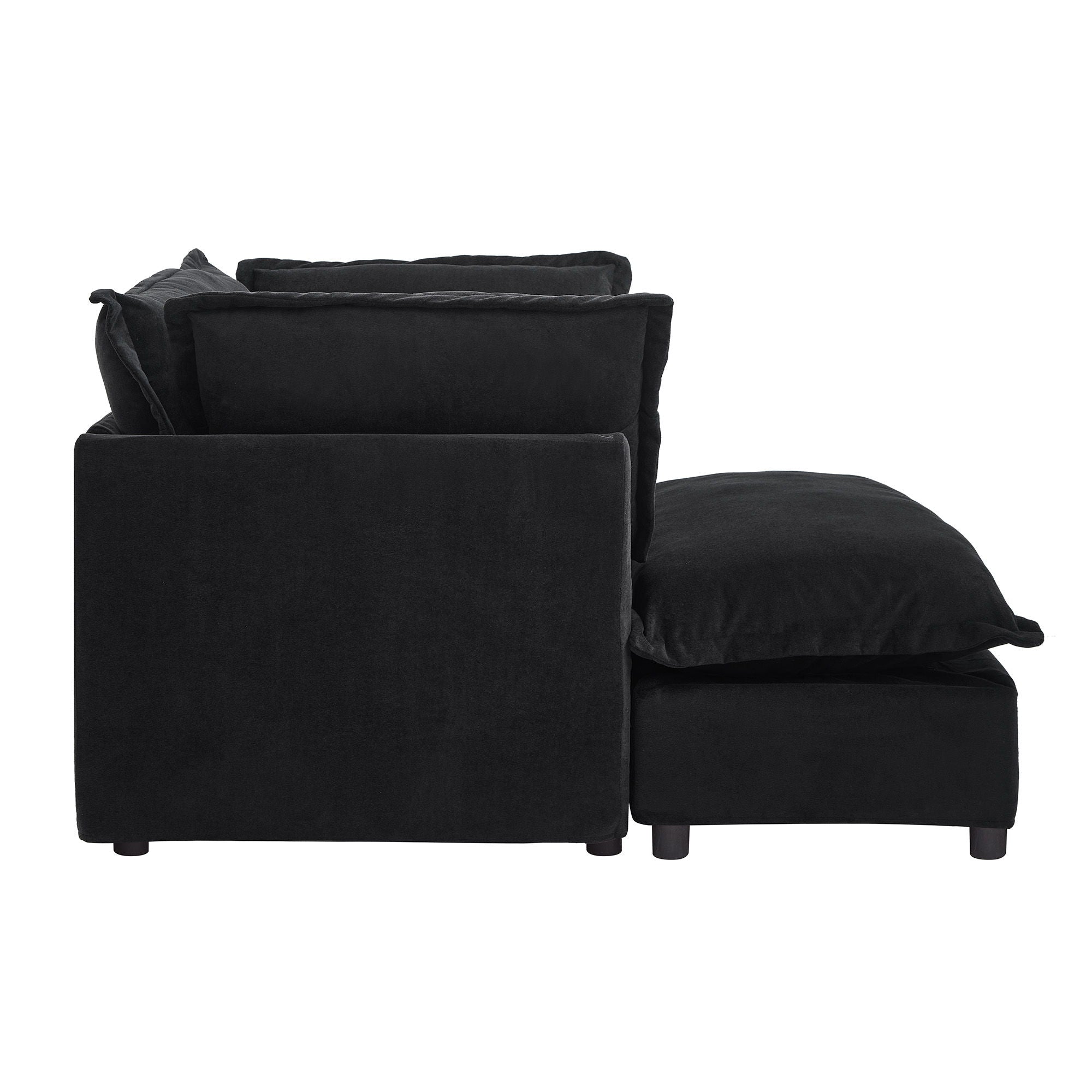 Modern Cozy Upholstered Armchair Sofa With Movable Ottoman