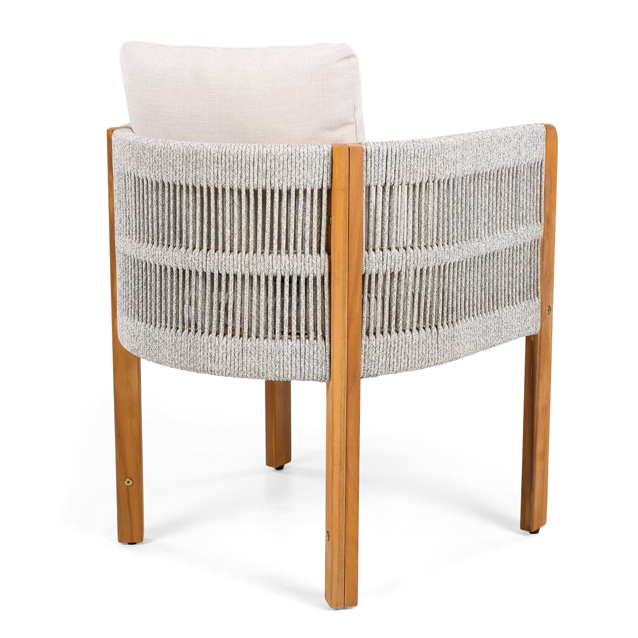 Outdoor Dining Chairs & Rope Handles (Set of 2) - Beige / Teak