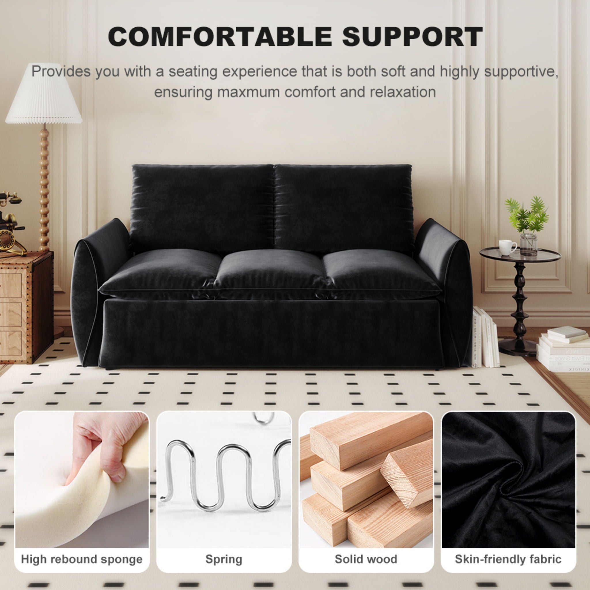 Pull Out Sofa Bed, 3 Seat Convertible Sleeper Sofa With 2 In 1 Pillow And Blanket Set