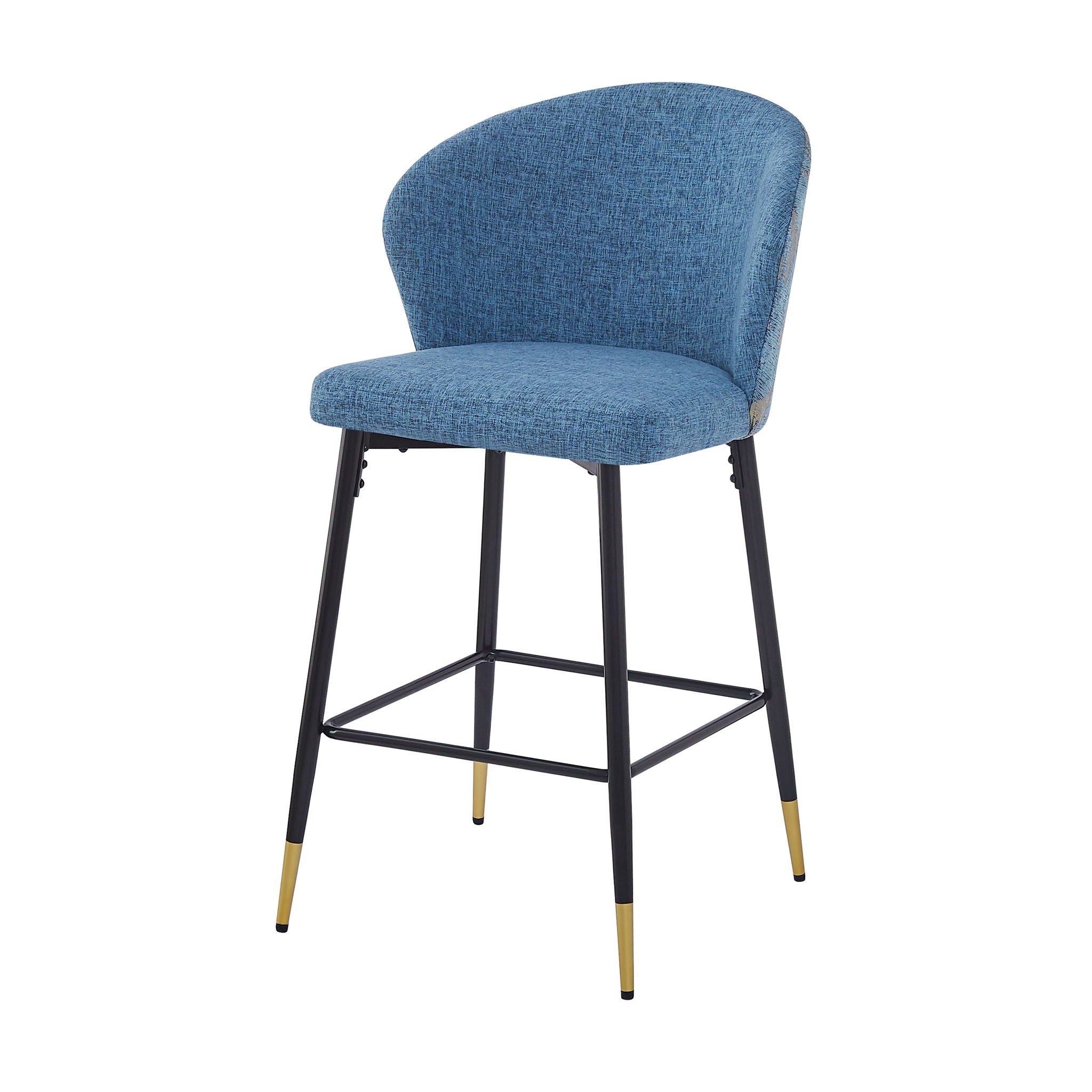Counter Height Bar Stools (Set of 2), Jacquard Upholstered, Metal Footrest