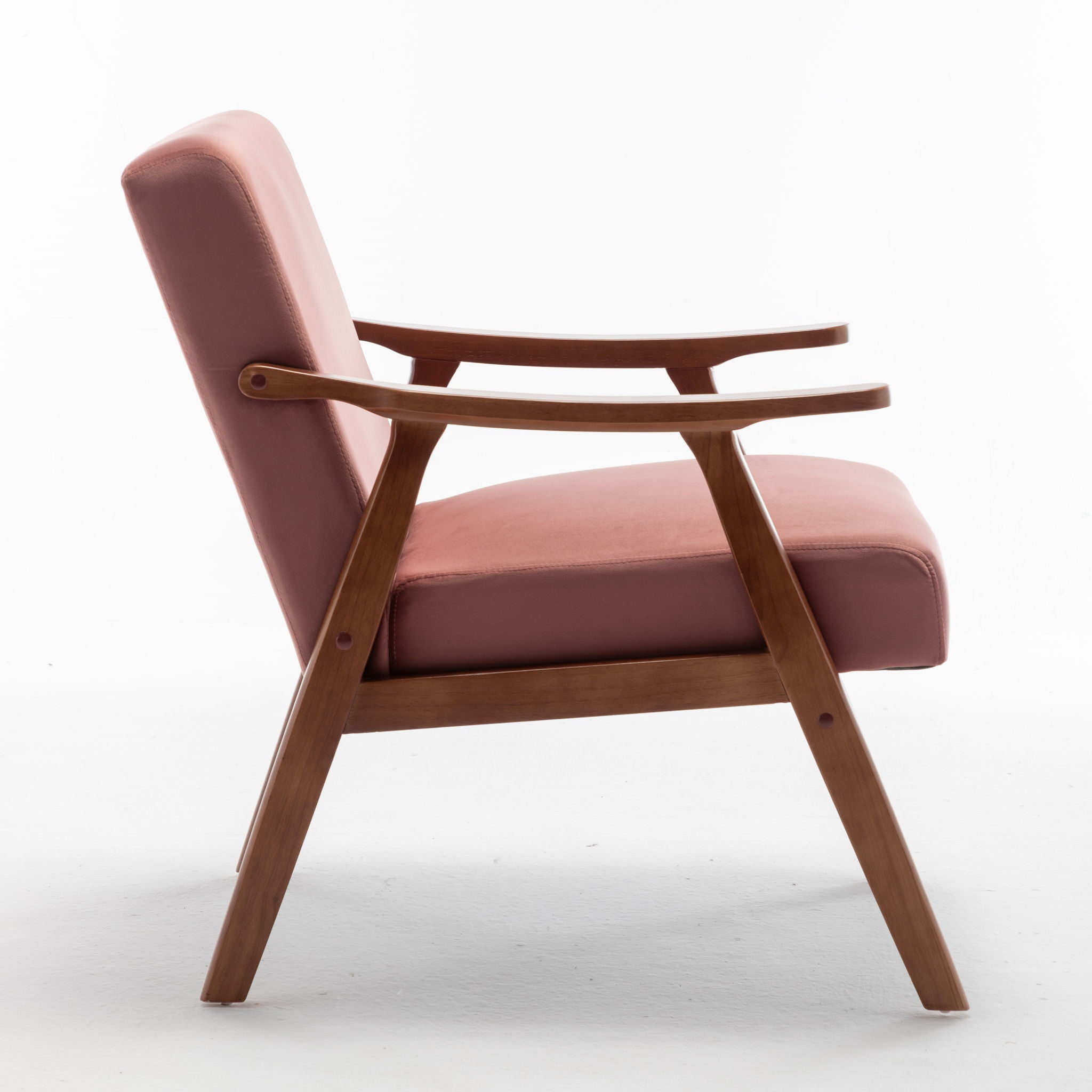 Mid Century Modern Accent Chair With Solid Wood Frame And Extra Thick Backrest