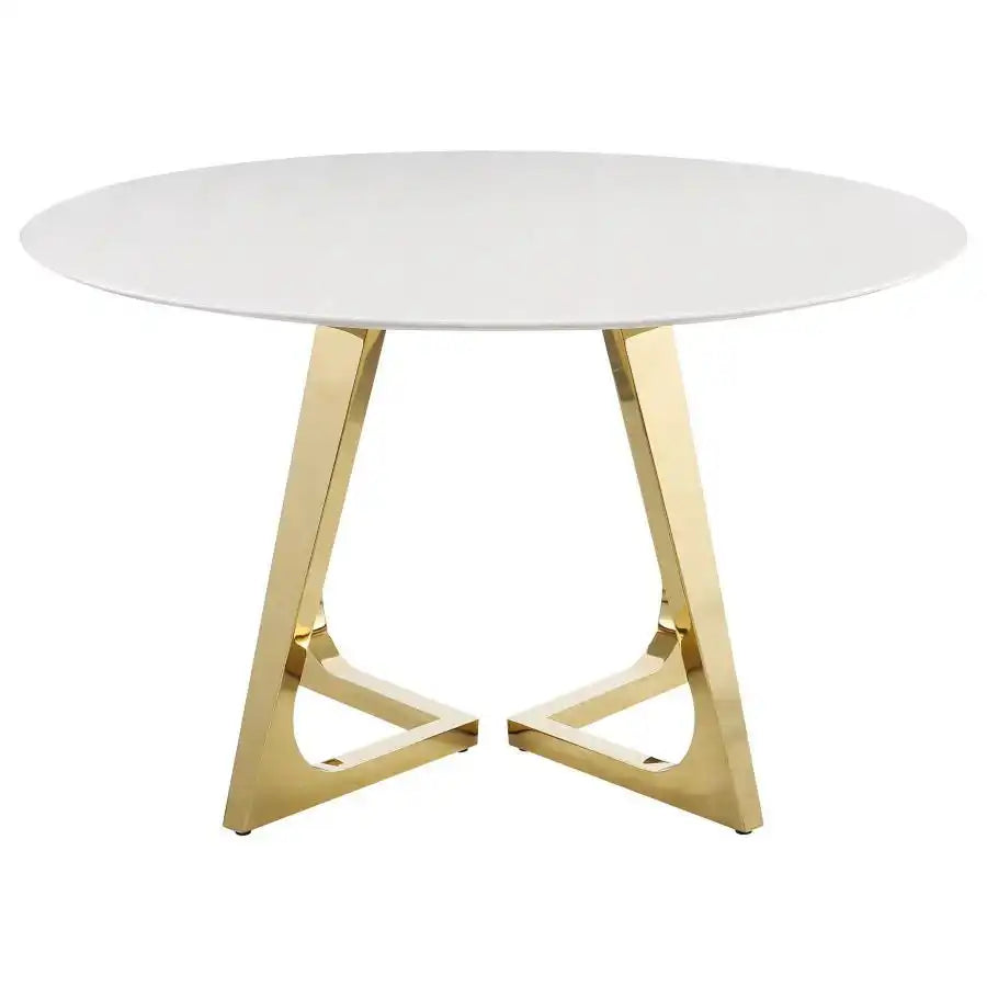 Gwynn - Round Marble Stainless Steel Dining Table - Gold