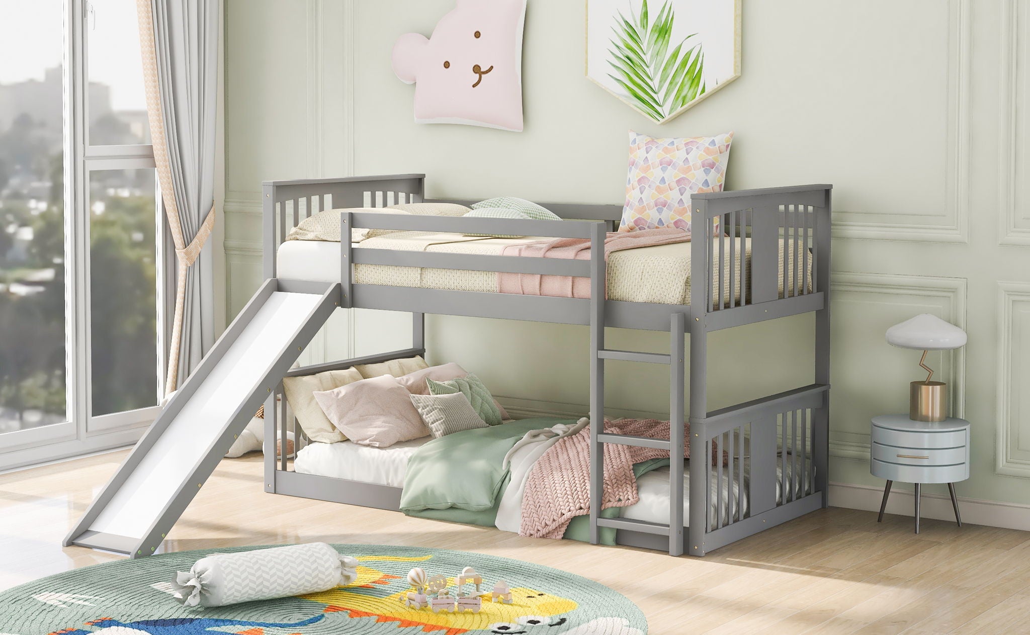 Bunk Bed With Convertible Ladder And Slide