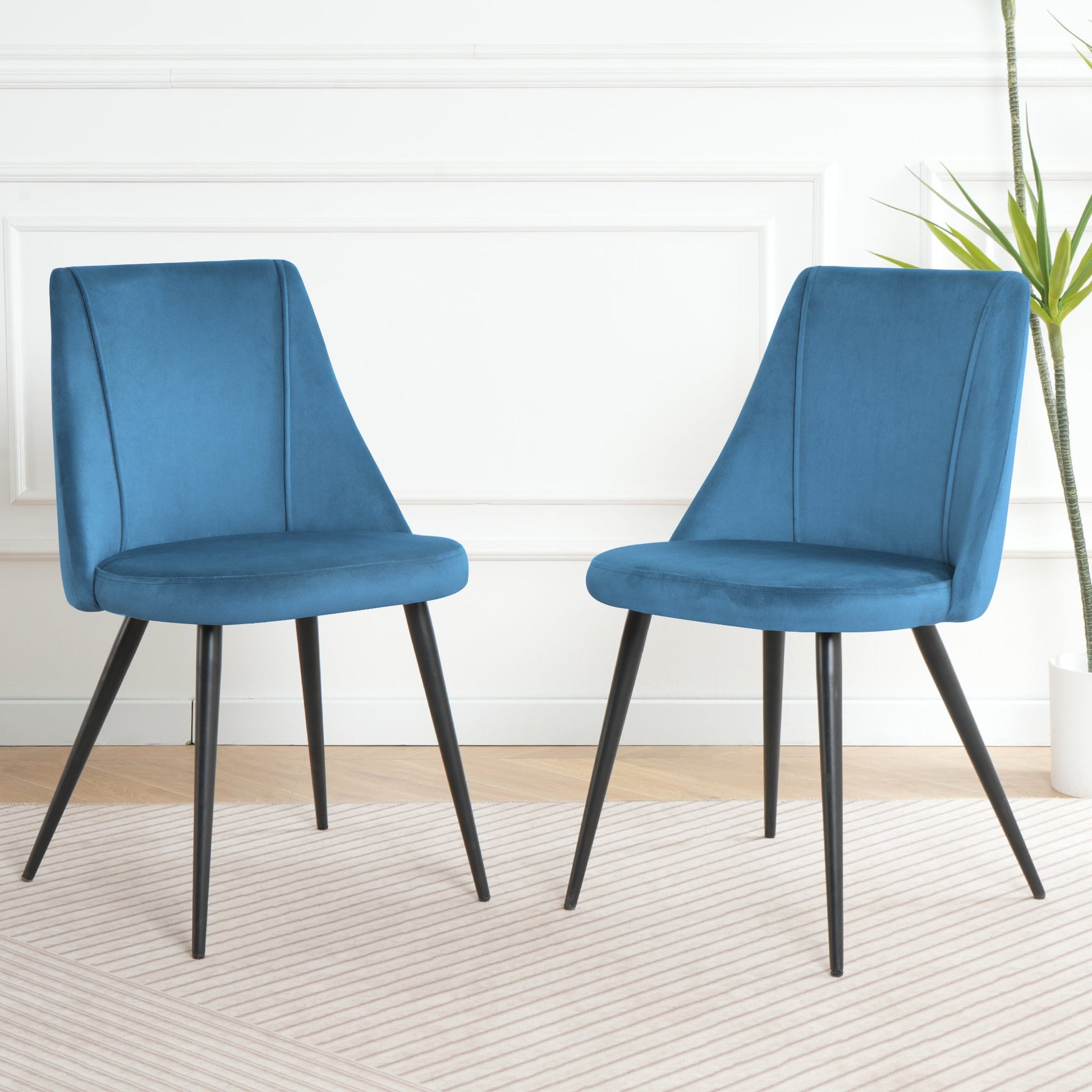 Modern Blue Velvet Dining Chair Set - Fabric Upholstery, 4-Piece Set - Best Buy Furniture