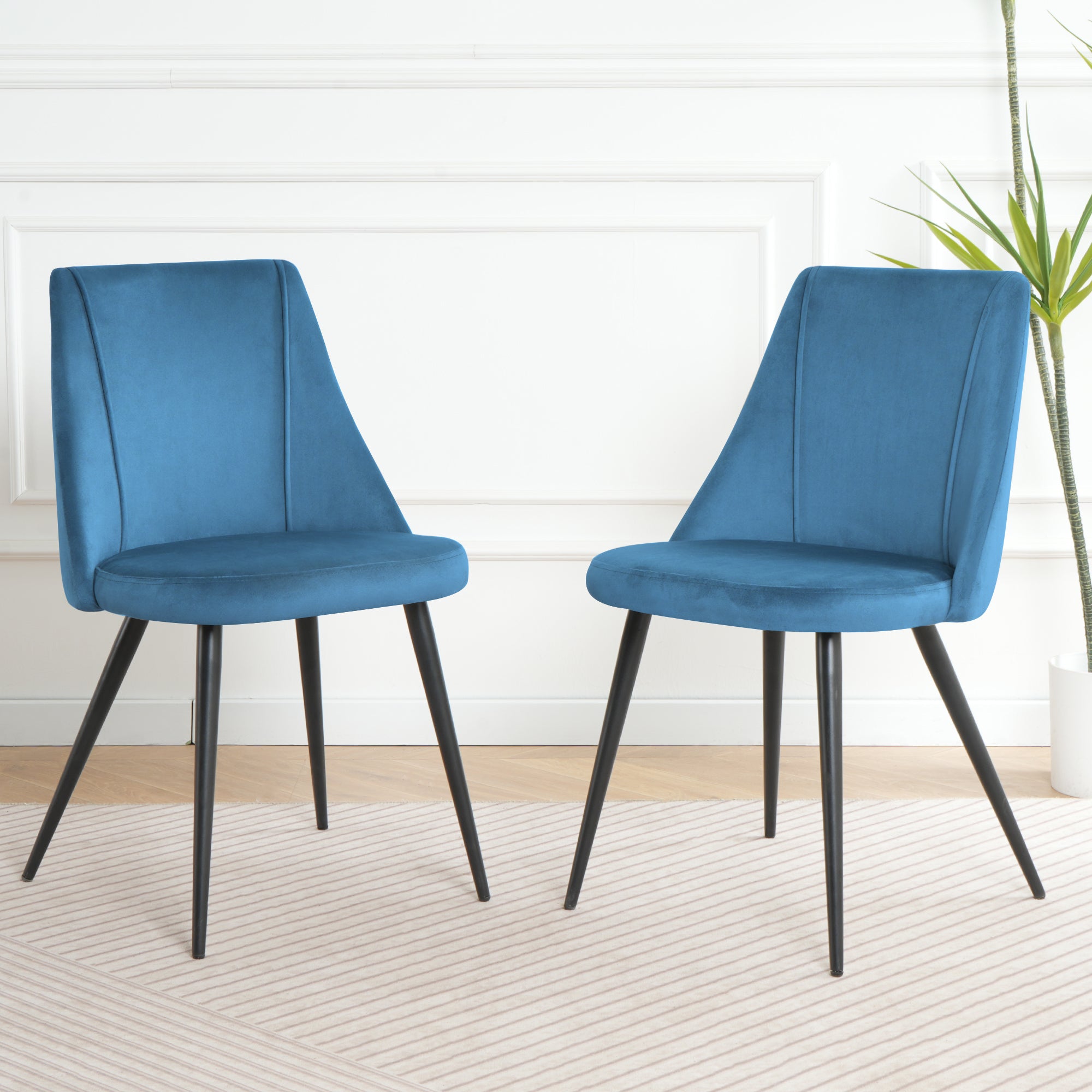 Modern Blue Velvet Dining Chair Set - Fabric Upholstery, 4-Piece Set - Best Buy Furniture
