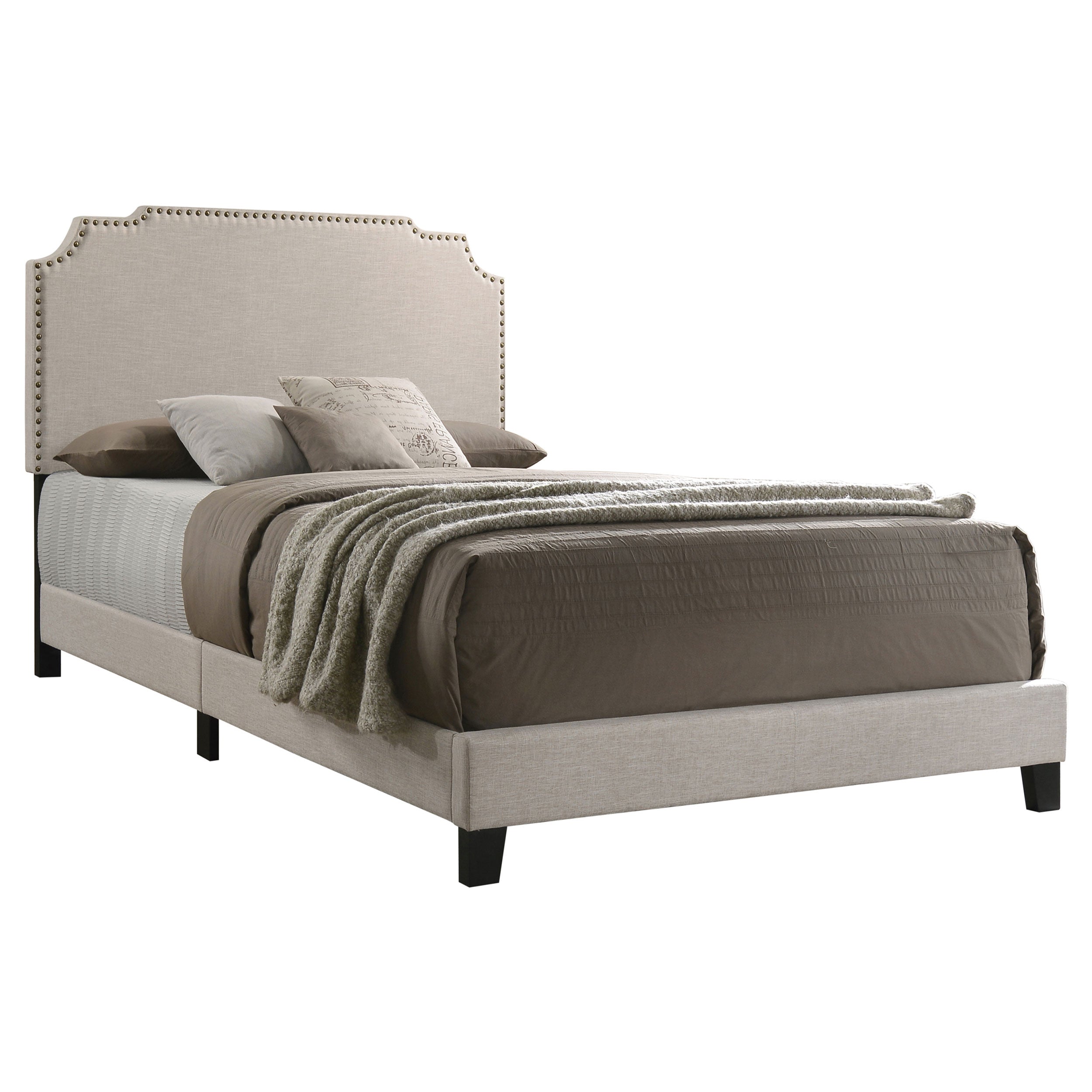 Tamarac Upholstered Full Panel Bed Beige-CoasterEveryday