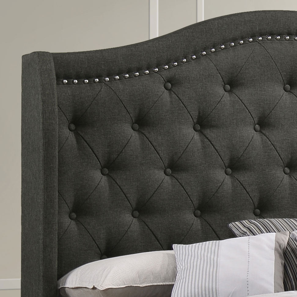 Sonoma Upholstered Eastern King Wingback Bed Grey-CoasterEssence