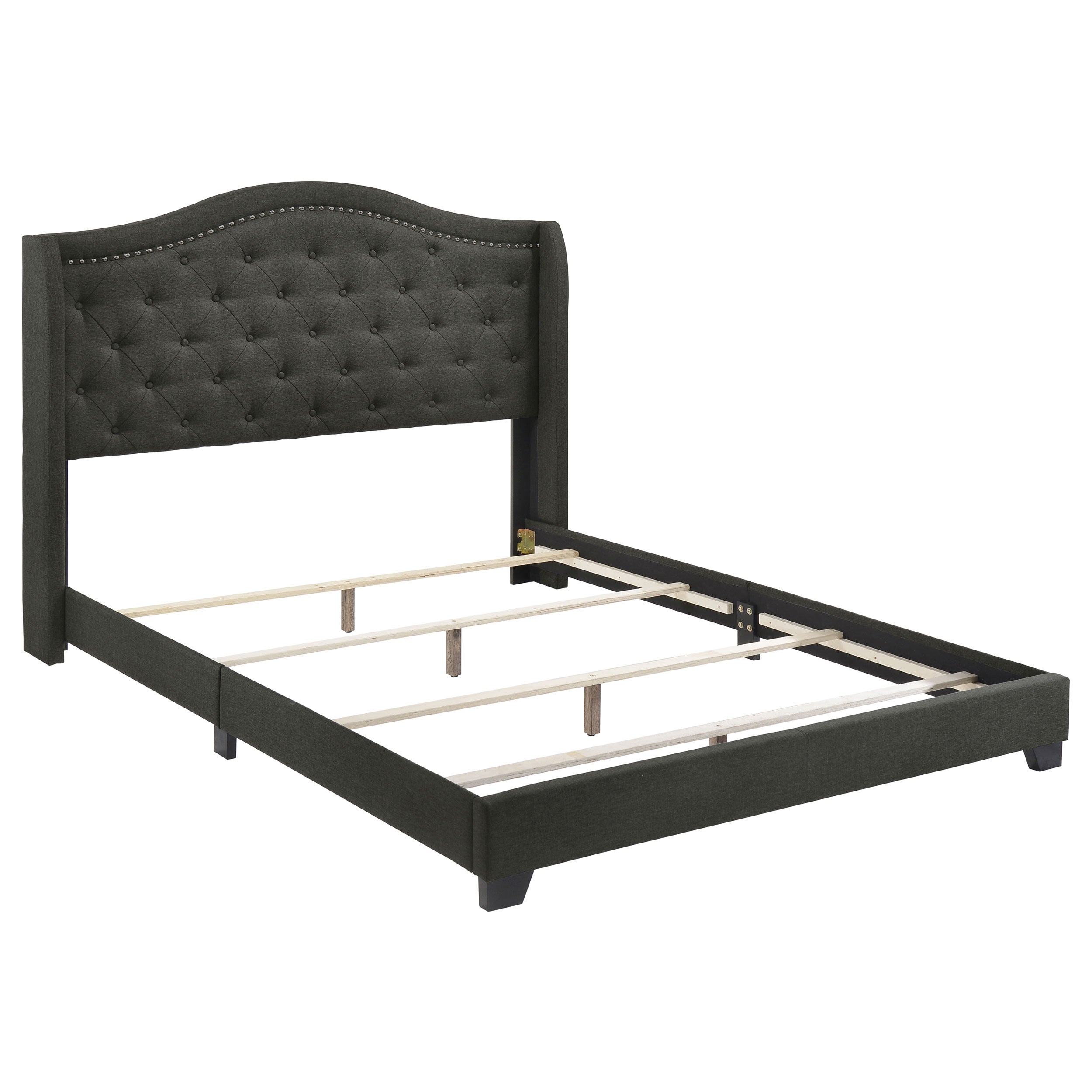 Sonoma Upholstered Queen Wingback Bed Grey-CoasterEssence