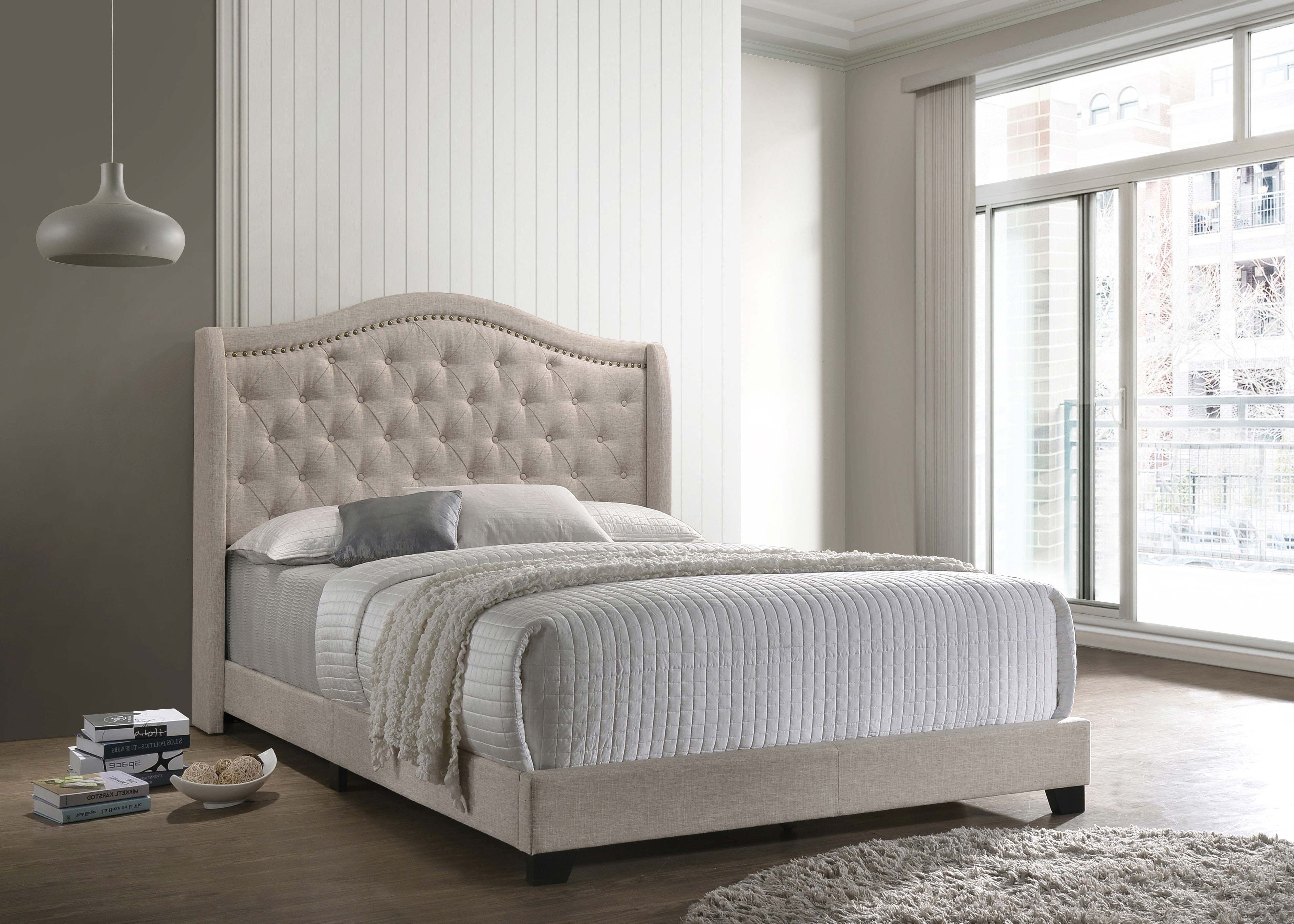 Sonoma Upholstered Full Wingback Bed Beige-CoasterEssence