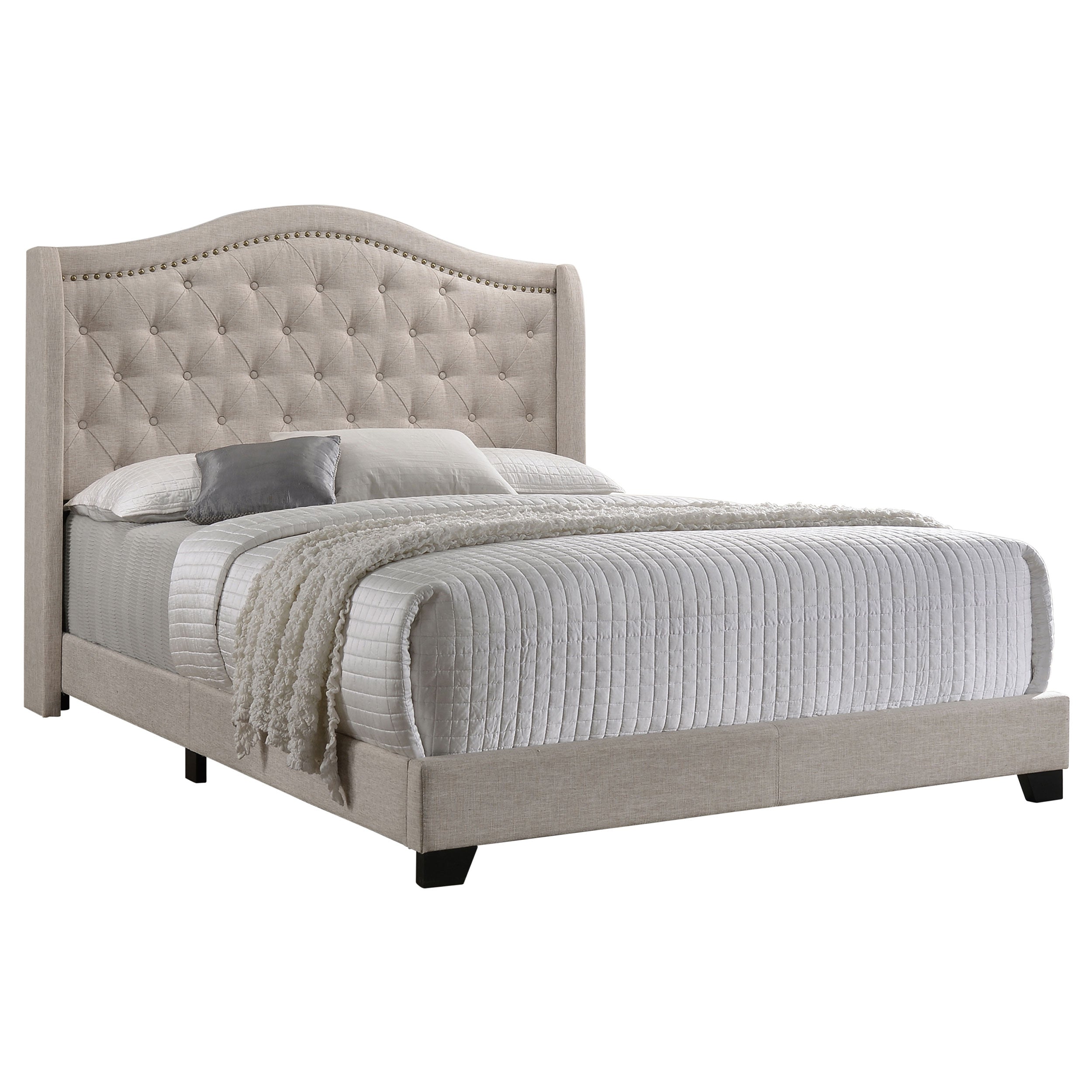 Sonoma Upholstered Full Wingback Bed Beige-CoasterEssence