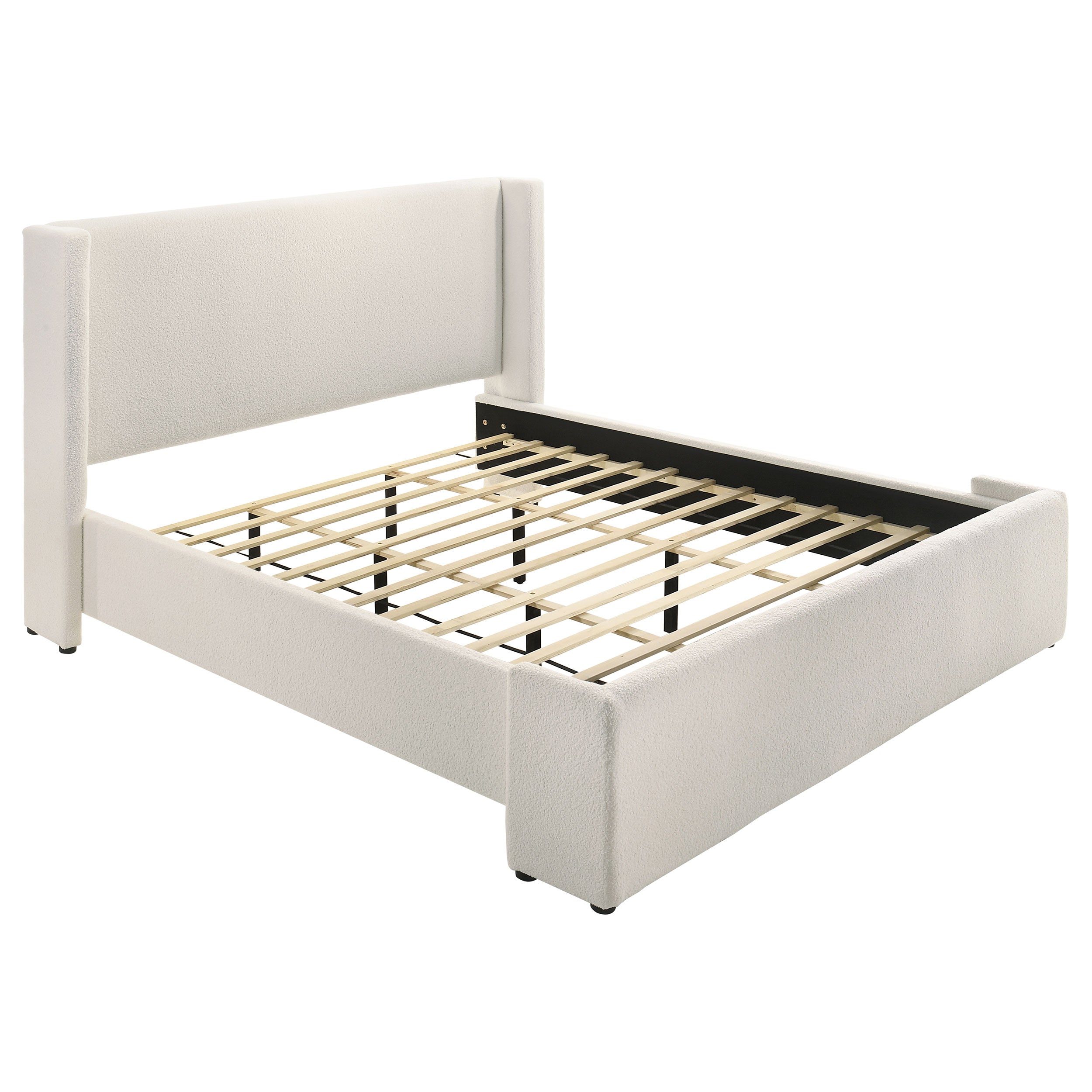 Alamosa Boucle Upholstered Eastern King Platform Bed White -
