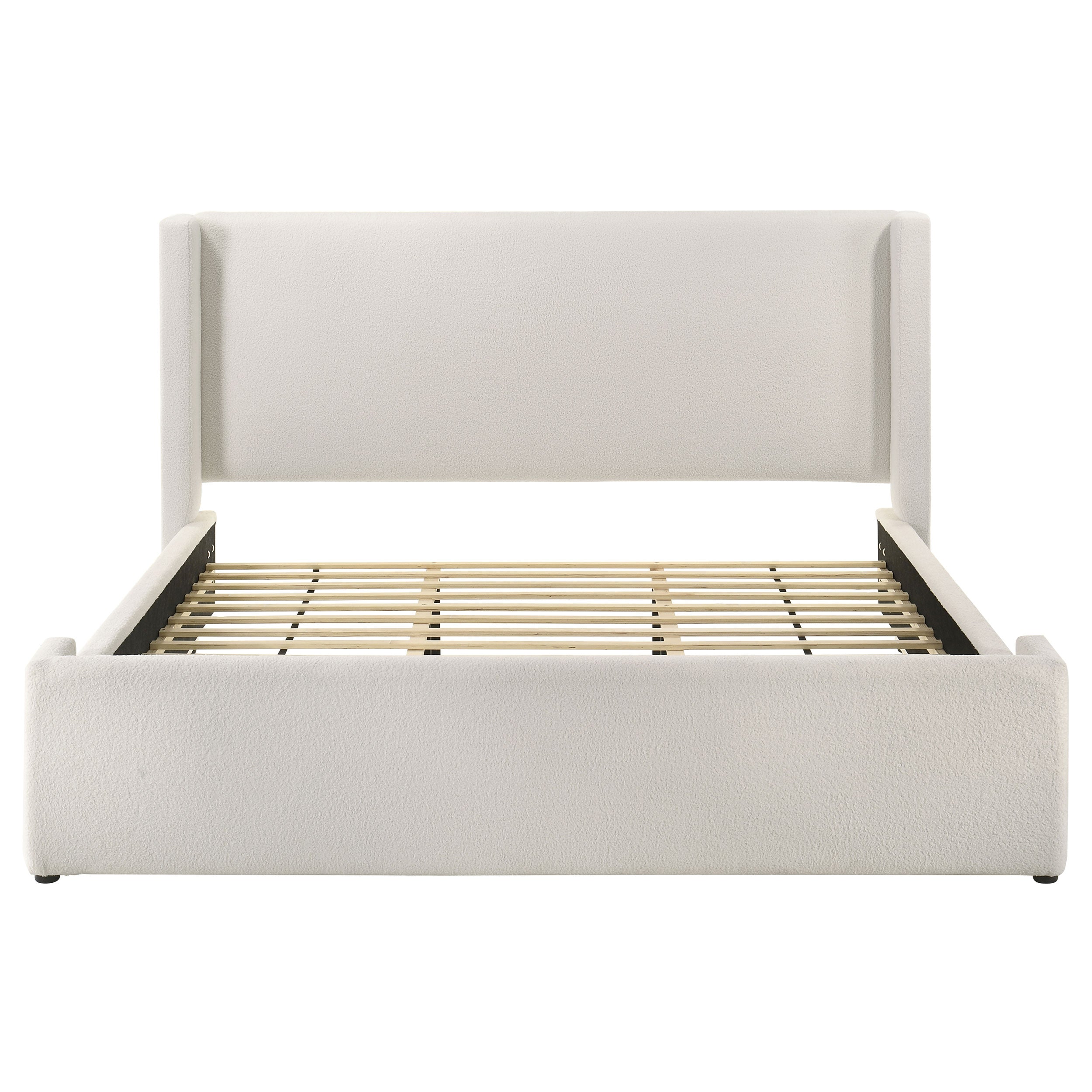 Alamosa Boucle Upholstered Eastern King Platform Bed White -