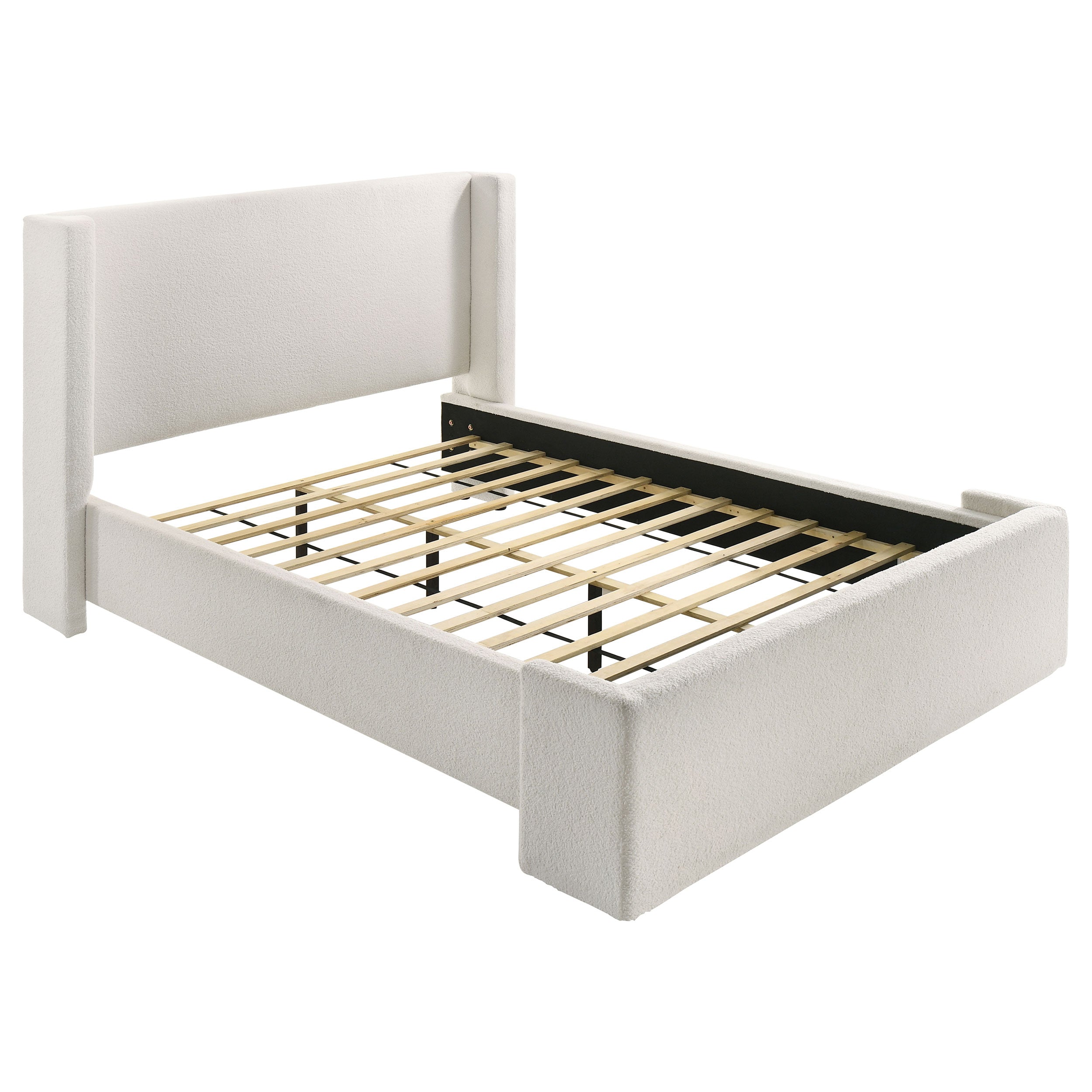 Alamosa Boucle Upholstered Queen Wingback Bed White -