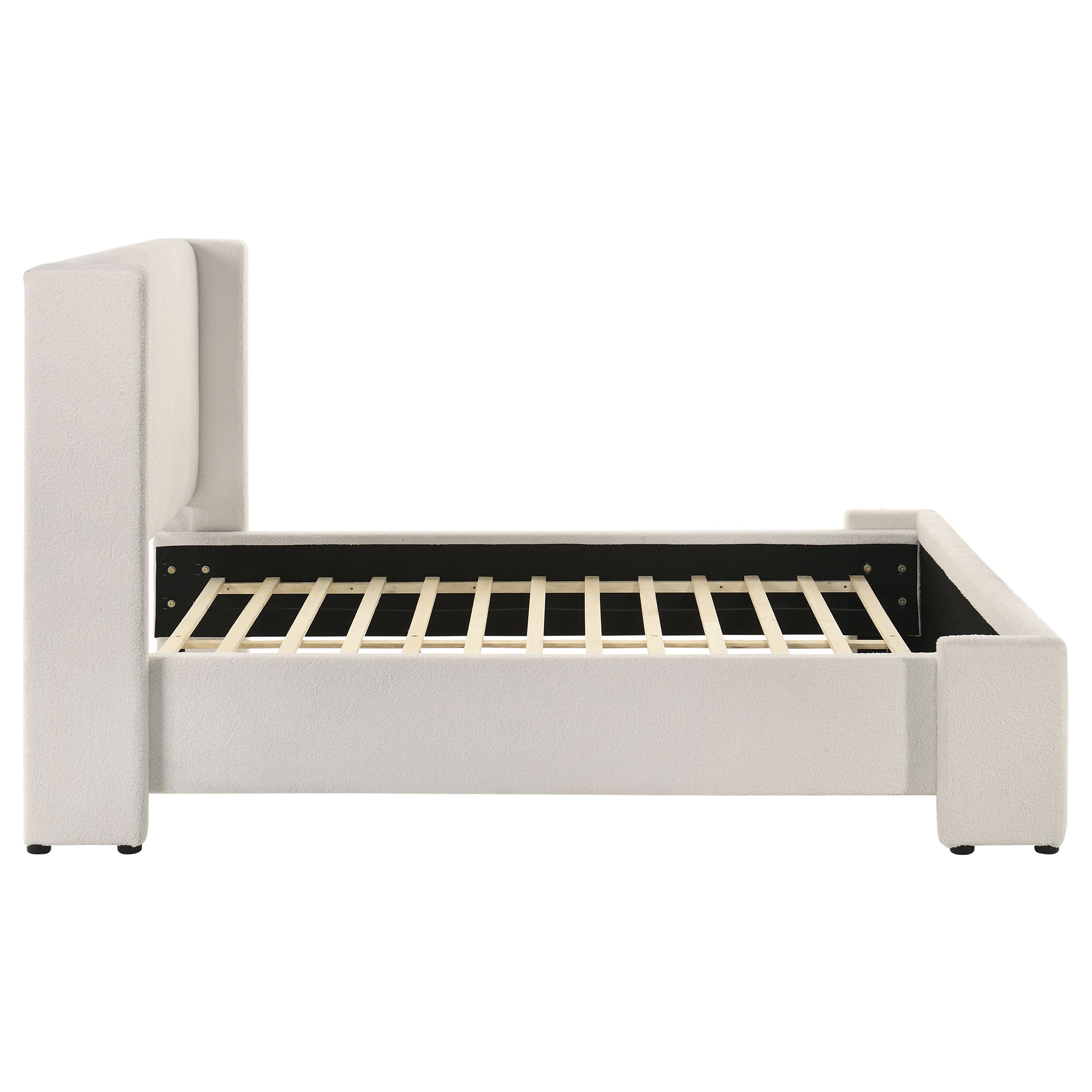 Alamosa Boucle Upholstered Queen Wingback Bed White -