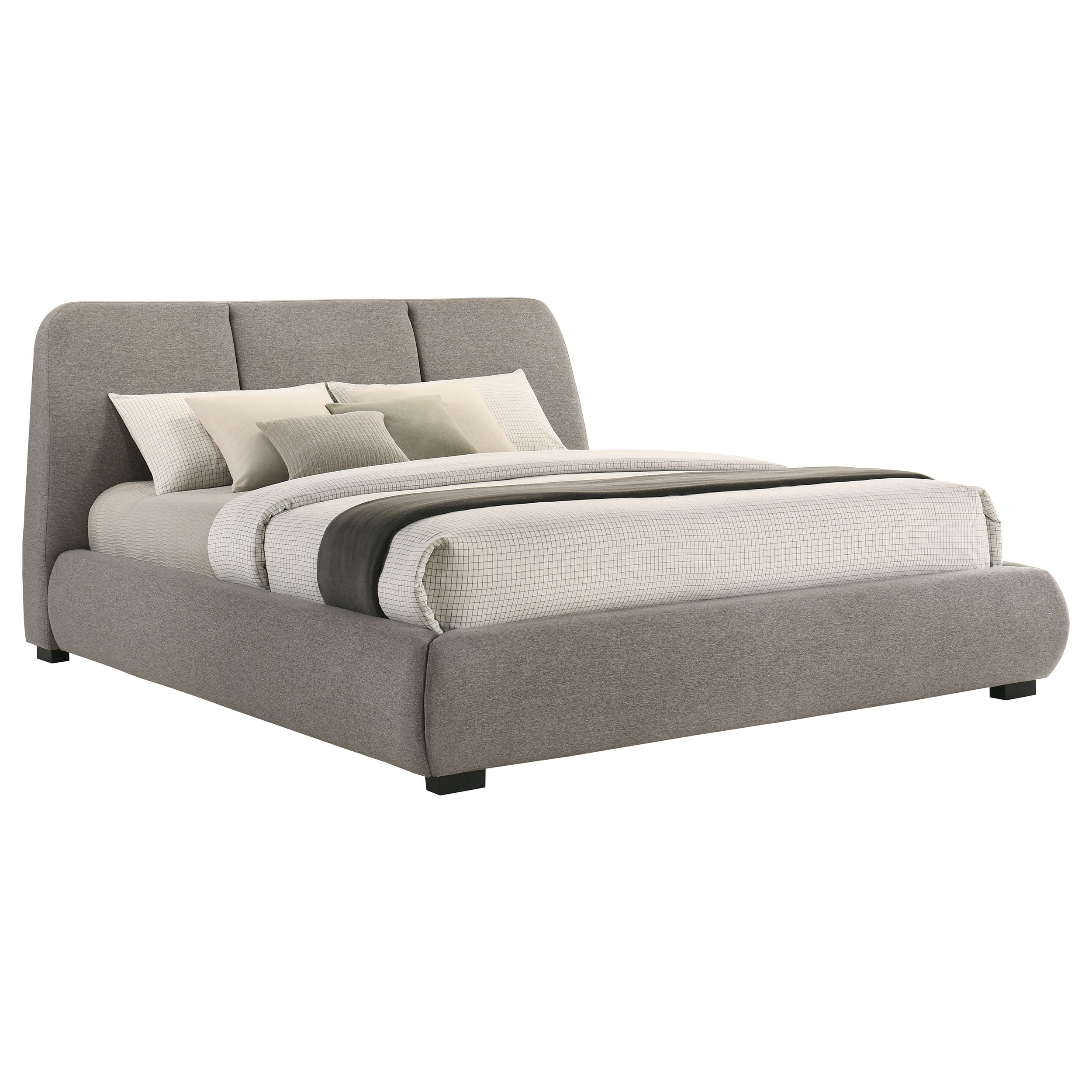 Mokena 46-inch Upholstered California King Platform Bed Taupe-
