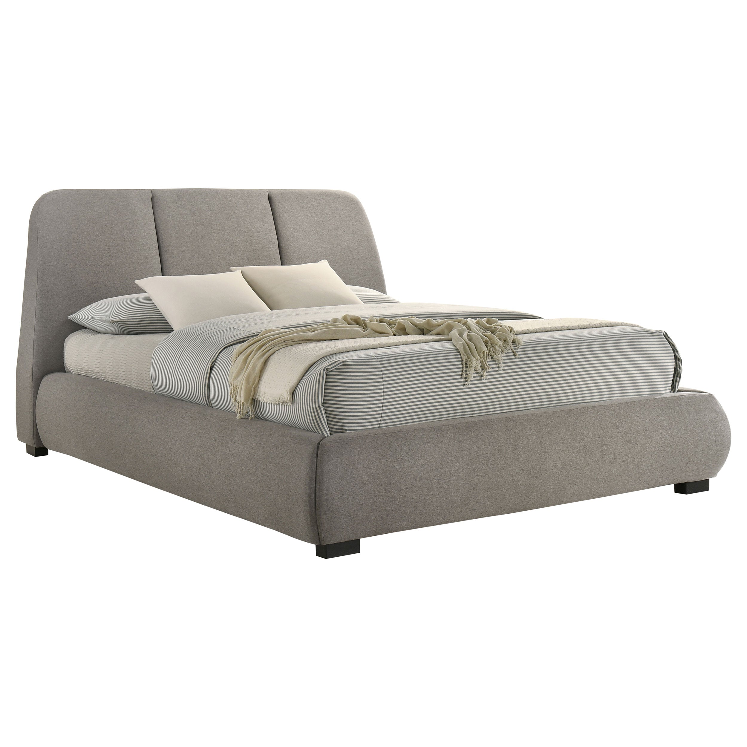 Mokena 46-inch Upholstered Queen Platform Bed Taupe-