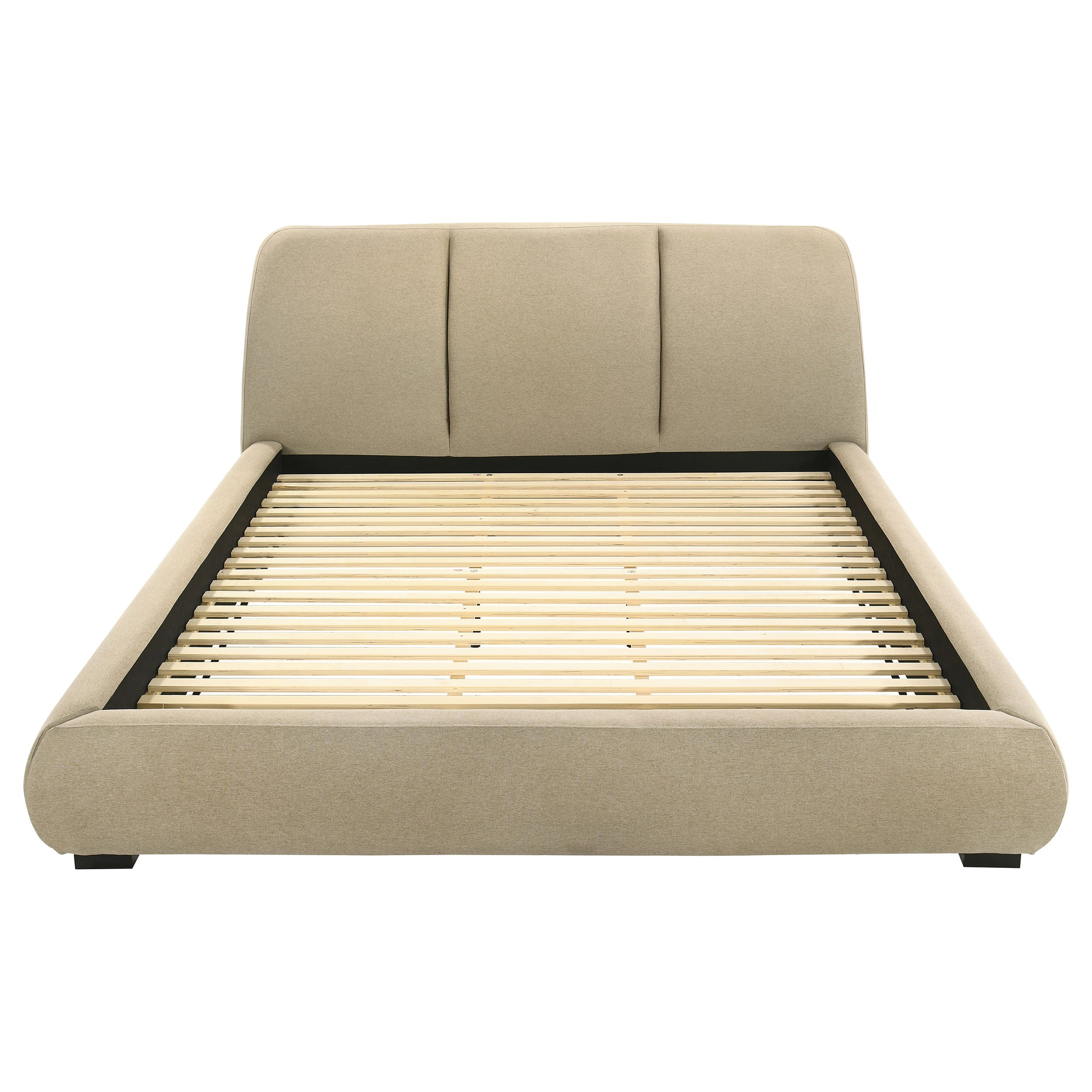 Mokena 46-inch Upholstered Eastern King Platform Bed Brown-