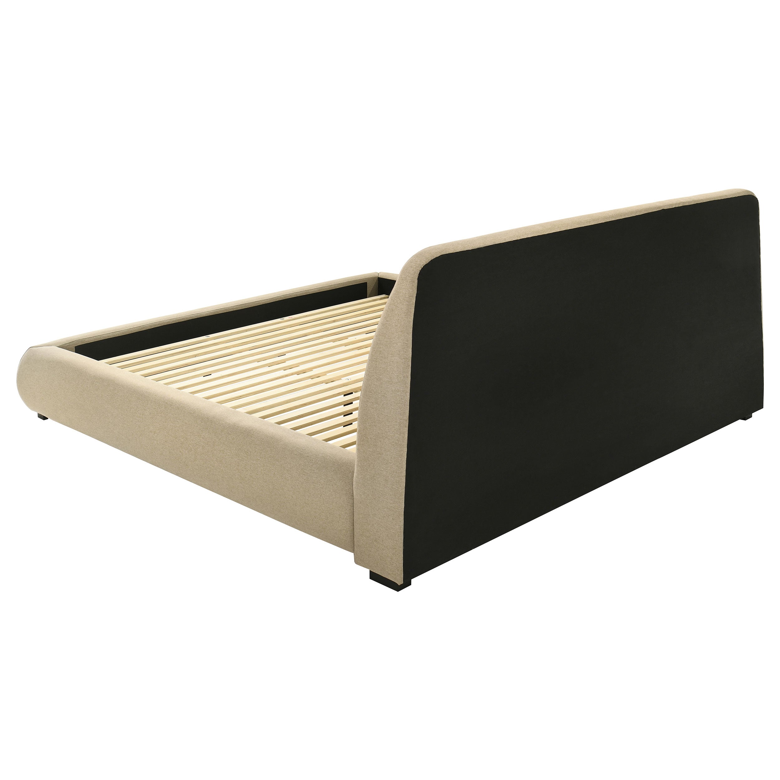 Mokena 46-inch Upholstered Eastern King Platform Bed Brown-