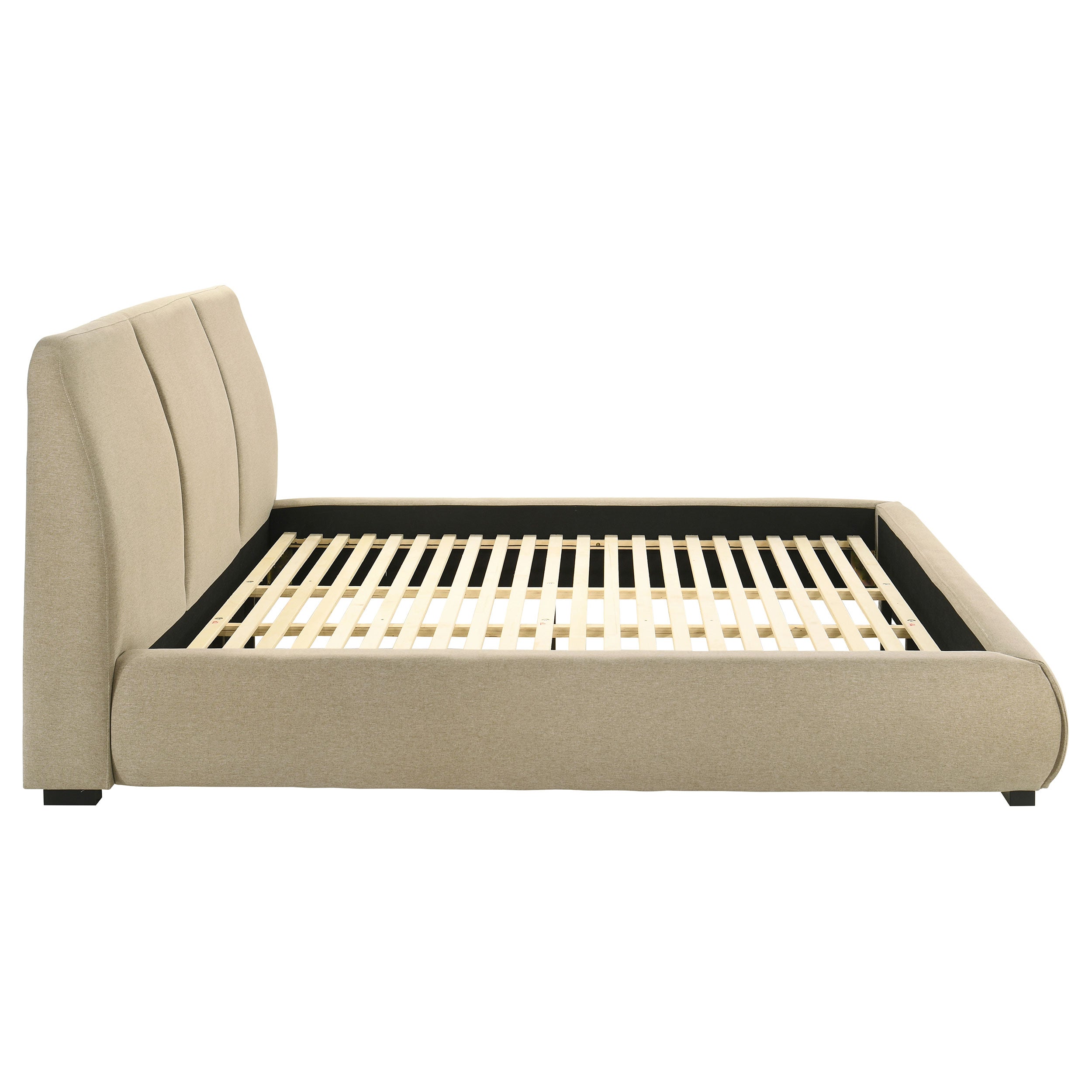 Mokena 46-inch Upholstered Eastern King Platform Bed Brown-