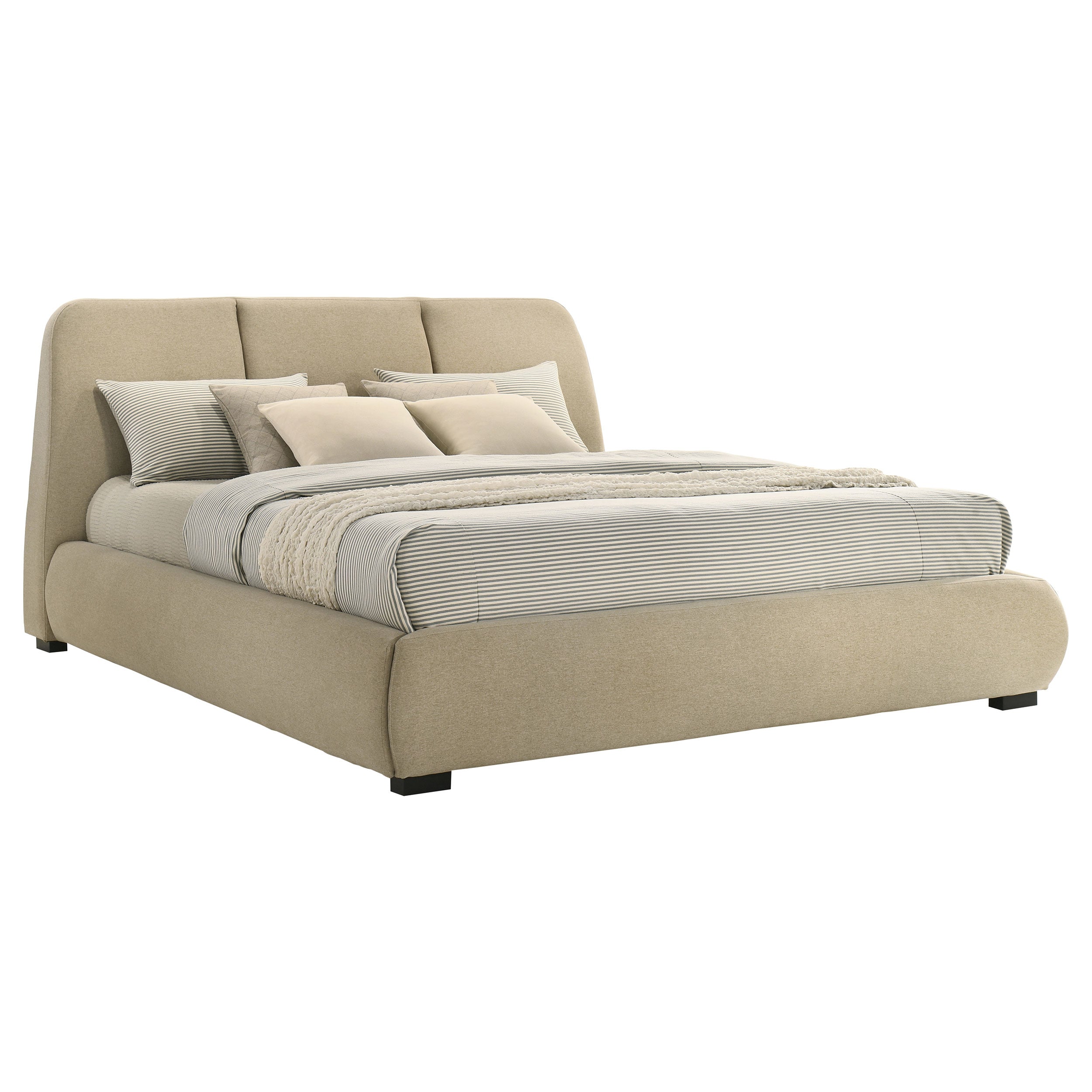Mokena 46-inch Upholstered California King Platform Bed Brown-