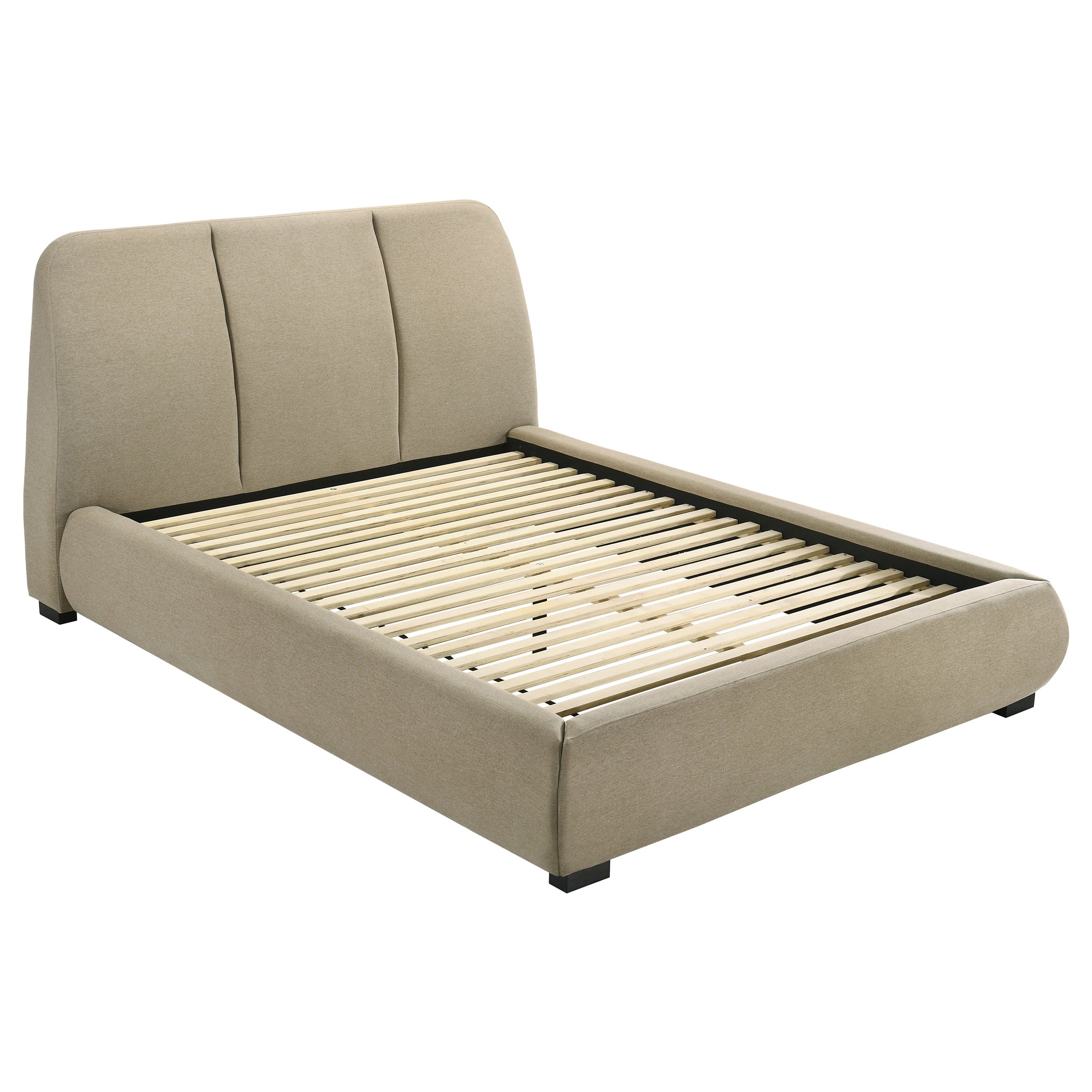 Mokena 46-inch Upholstered Queen Platform Bed Brown-