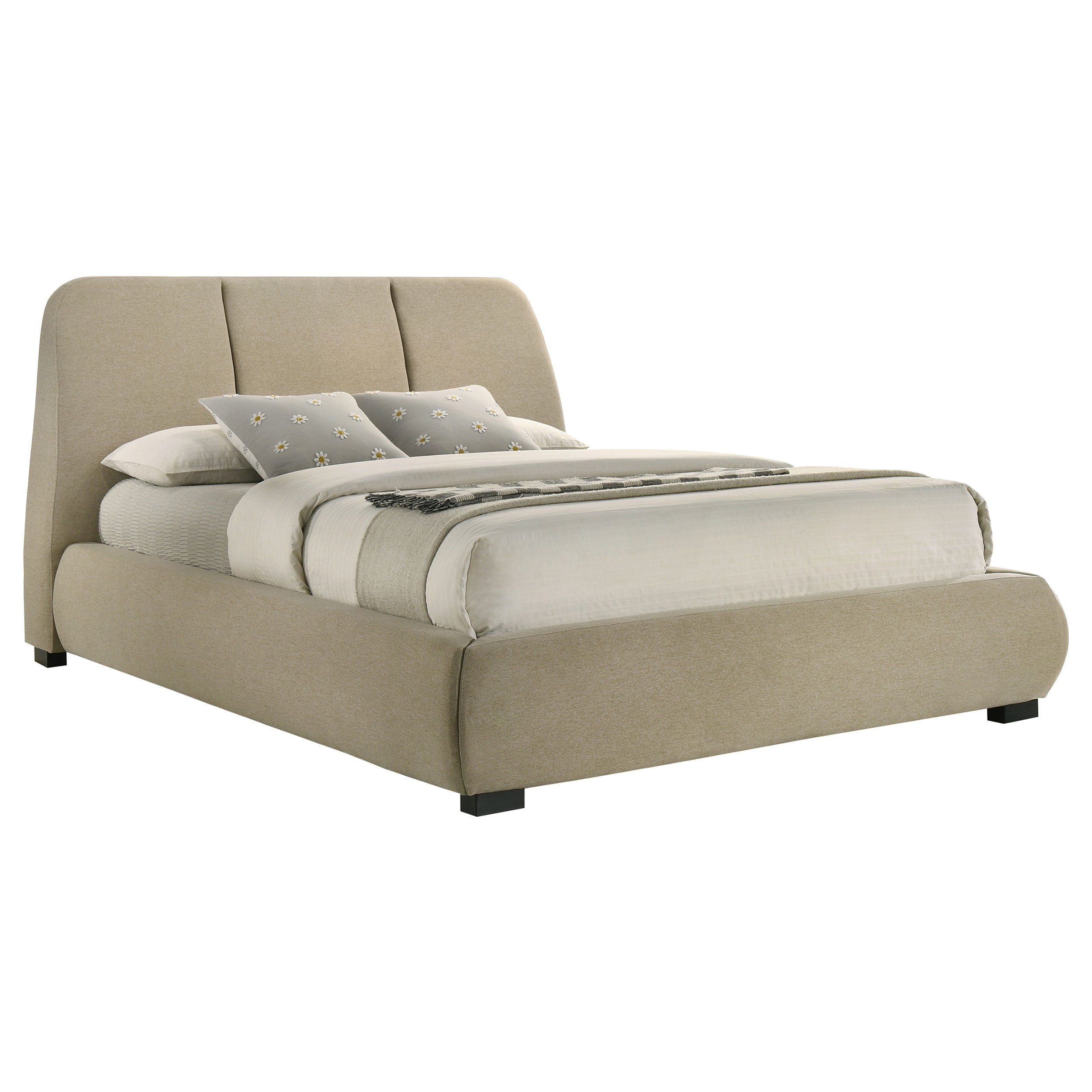 Mokena 46-inch Upholstered Queen Platform Bed Brown-