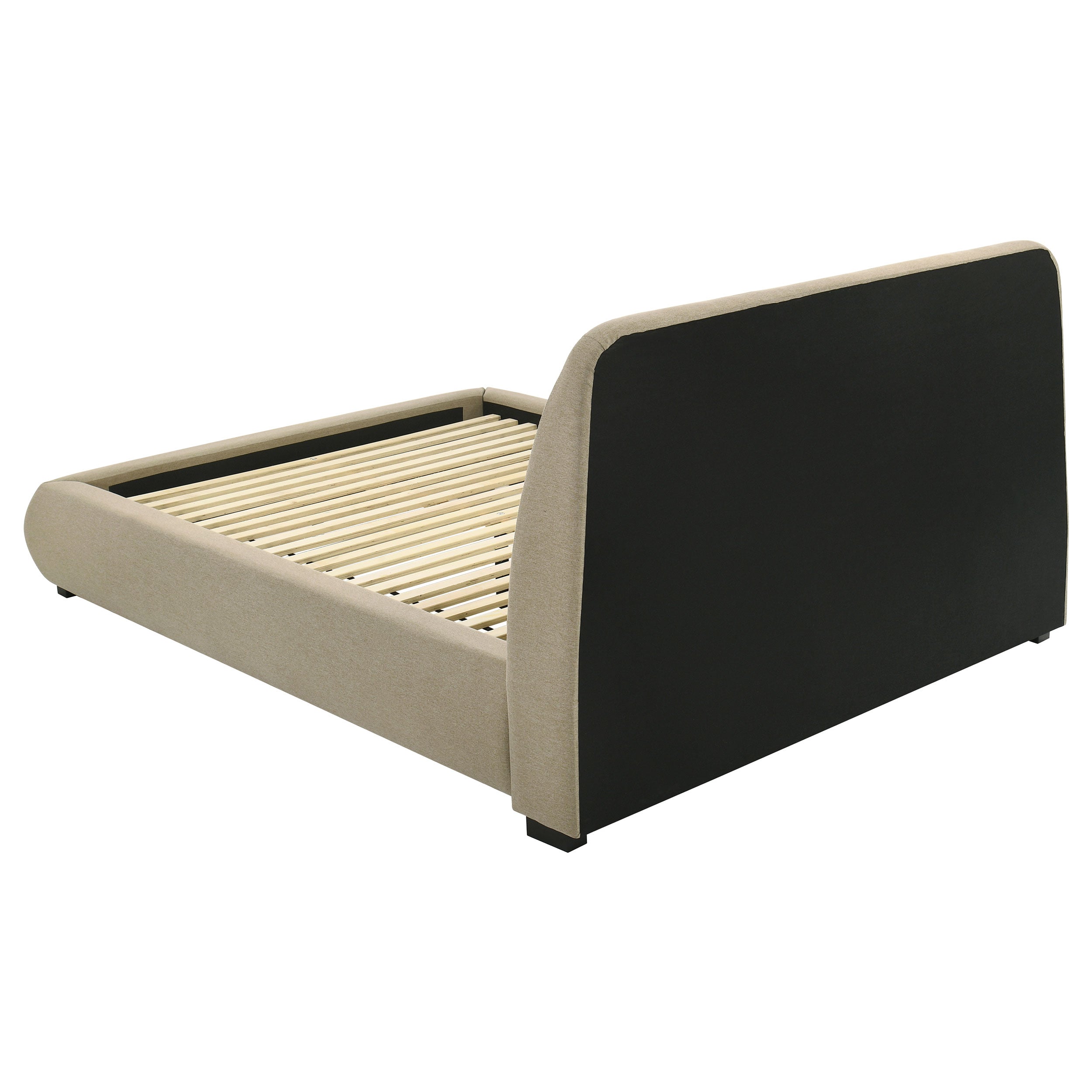 Mokena 46-inch Upholstered Queen Platform Bed Brown-