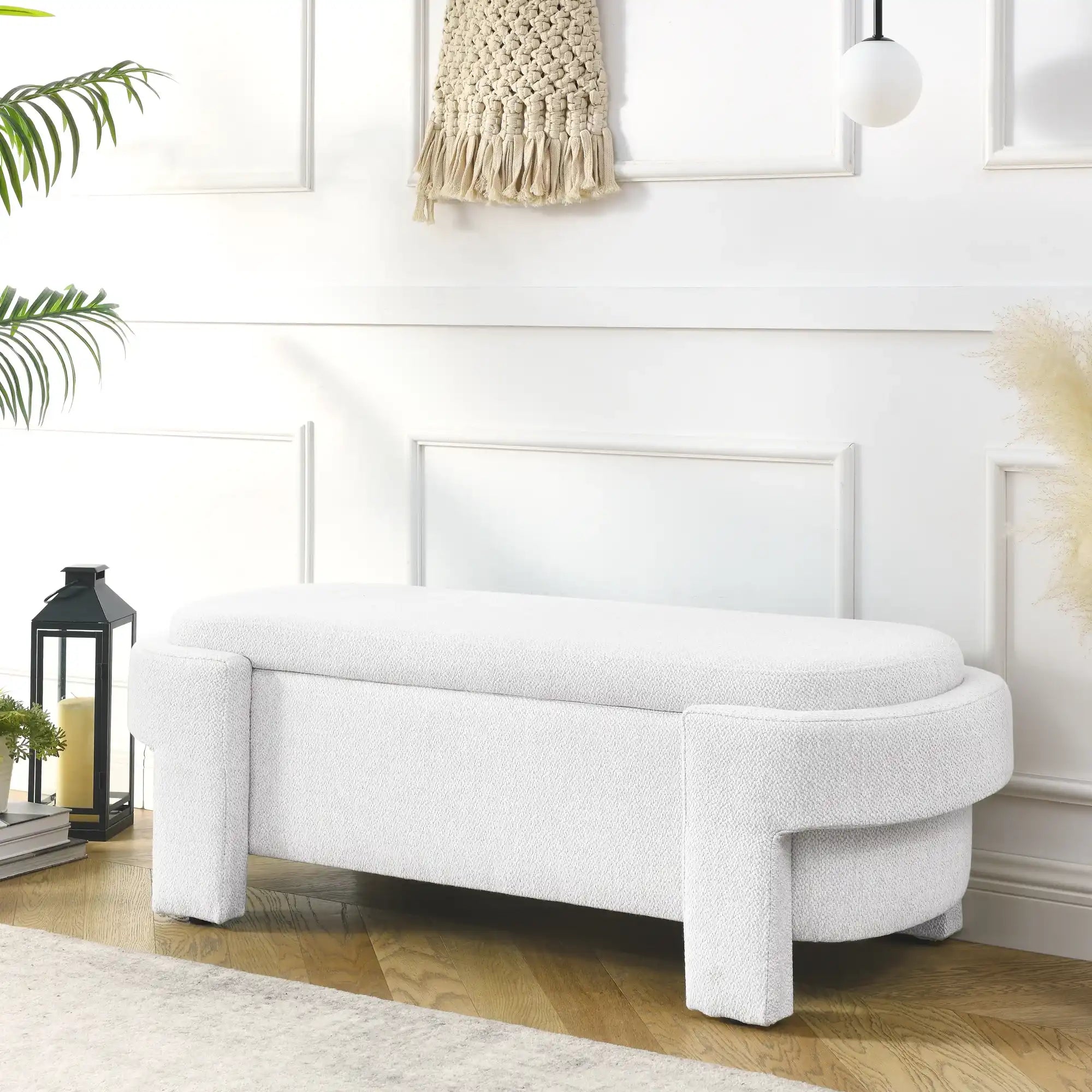 Tessa Cream Linen Storage Bench - Best Buy Furniture