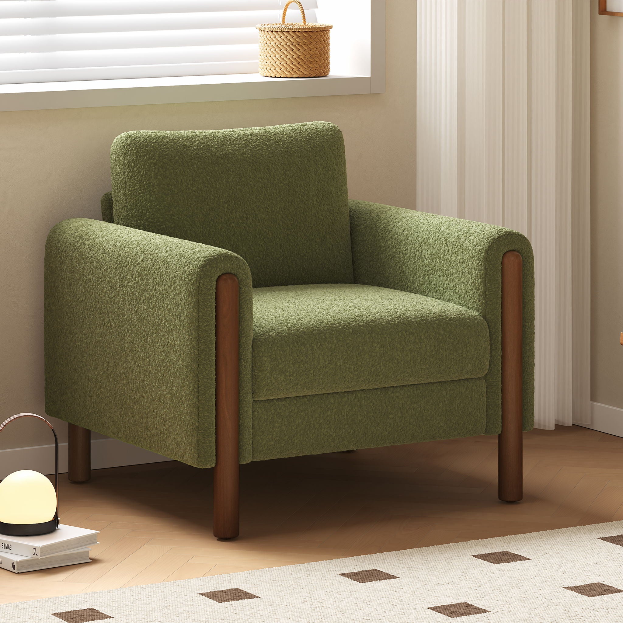 Oversized Accent Chair With Curved Armrests
