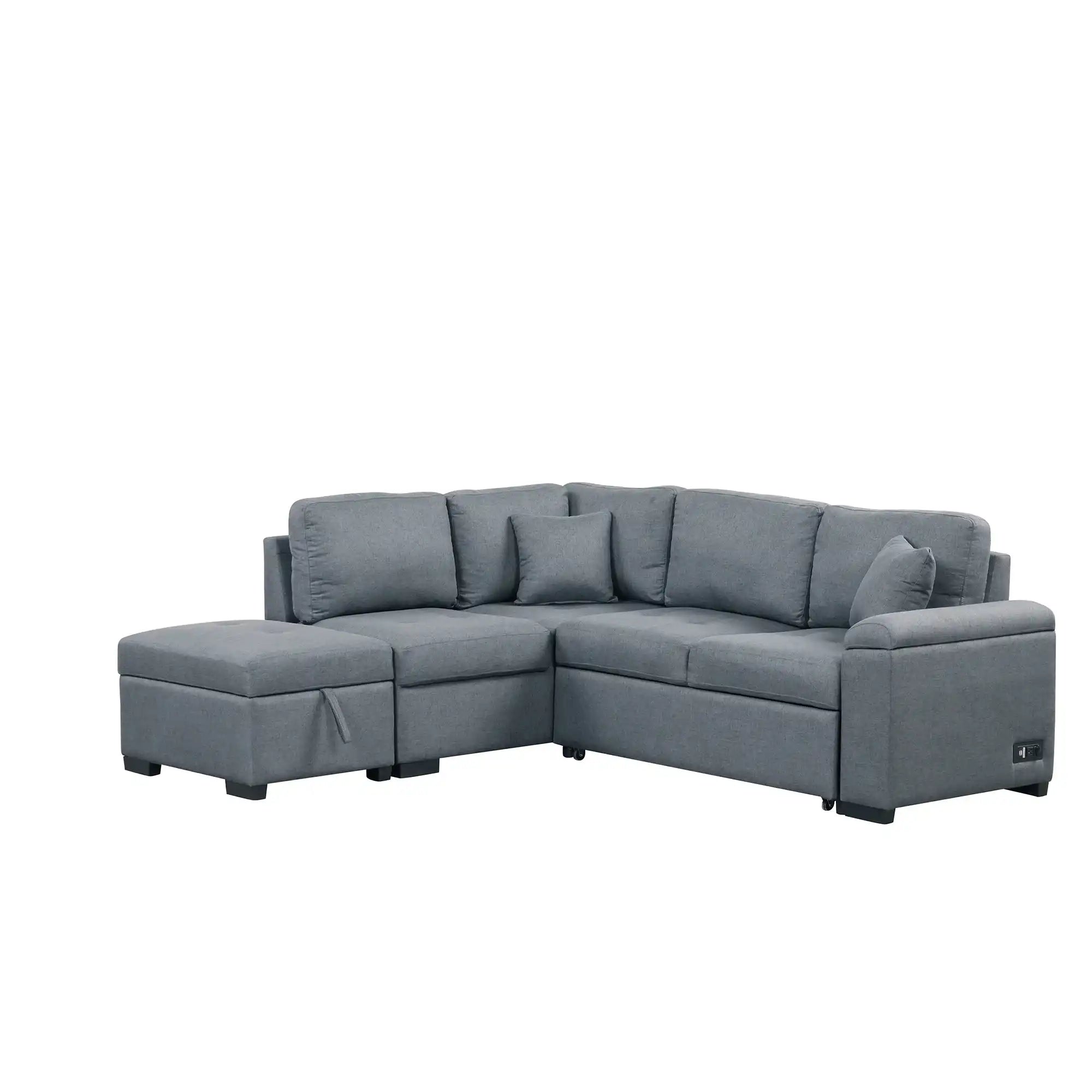 Sleeper Sectional Sofa, L-Shape Corner Couch Sofa-Bed with Storage Ottoman - Best Buy Furniture
