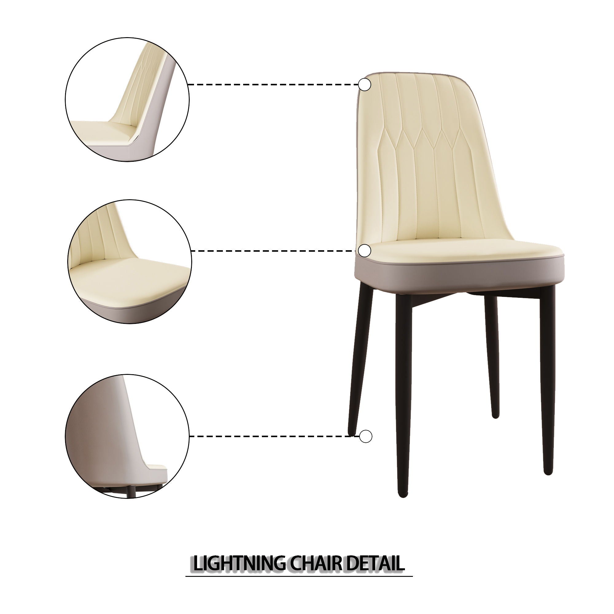 Modern Dining Chair With Cushions And Metal Legs