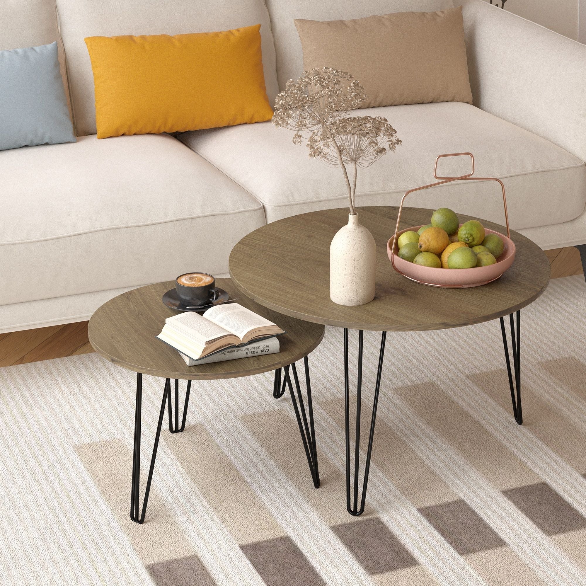 Round Nesting Coffee Table For Living Room (Set of 2)