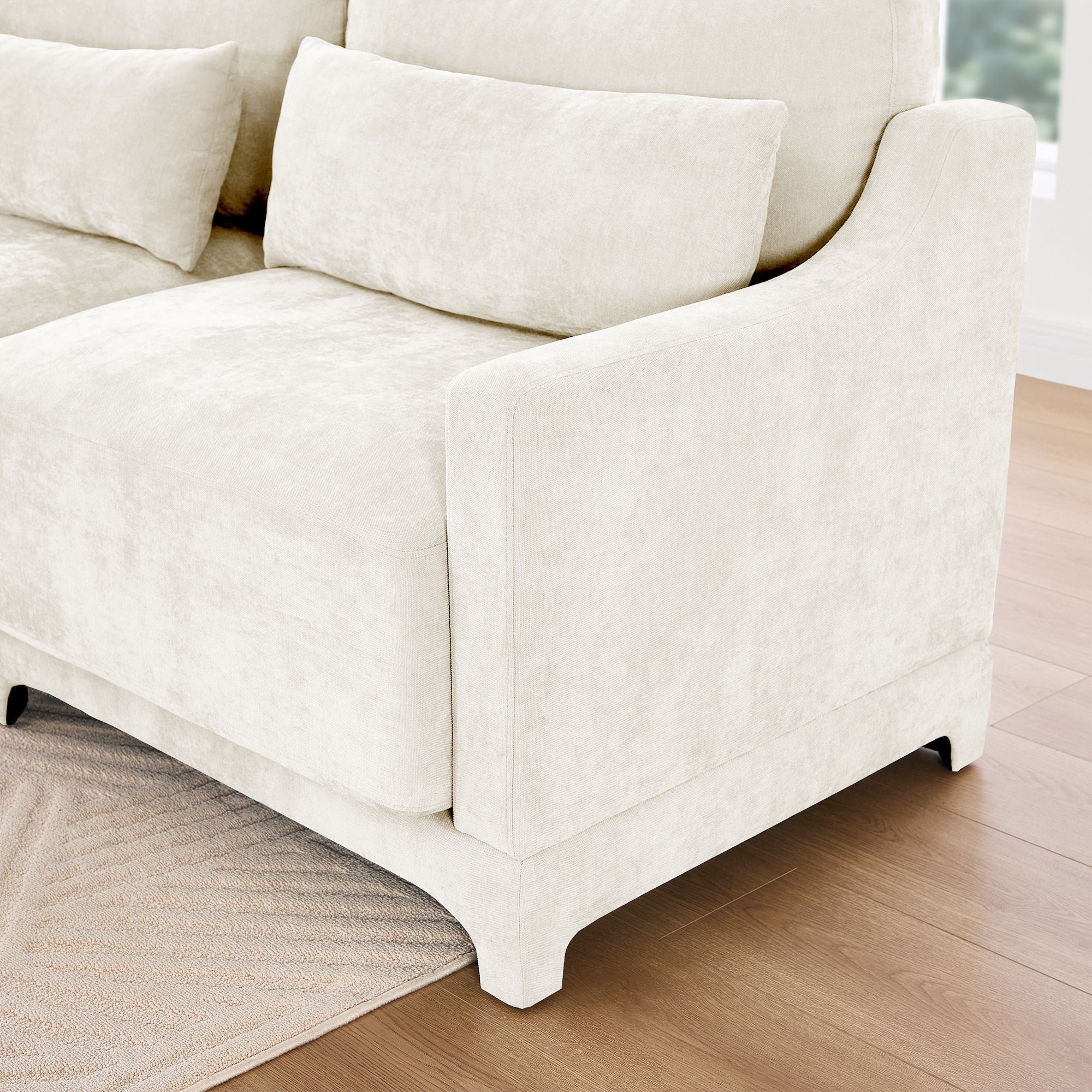 Elegant Sofa With Ergonomic Design And Lumbar Pillows