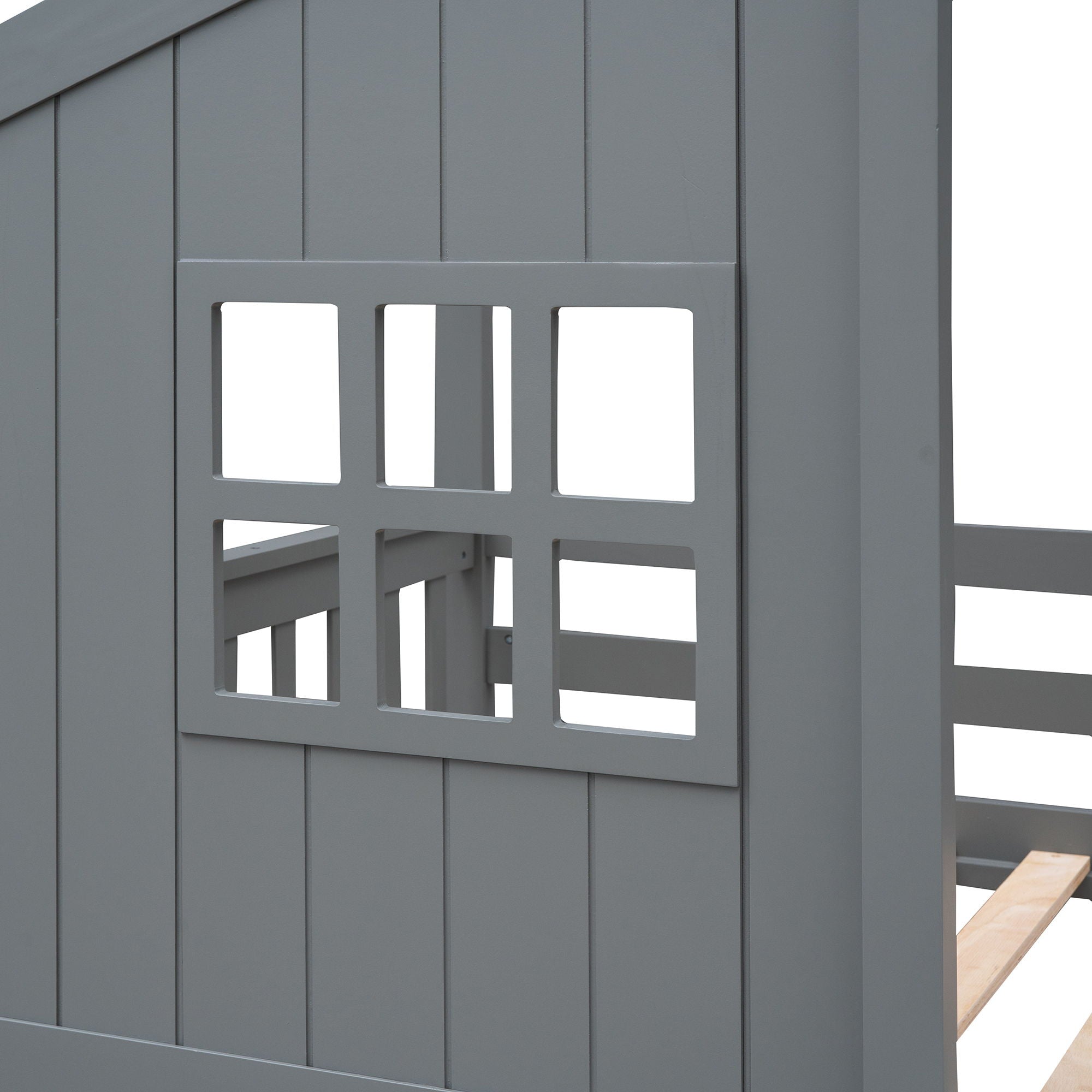 House Bunk Bed With Ladder, Wood Bed