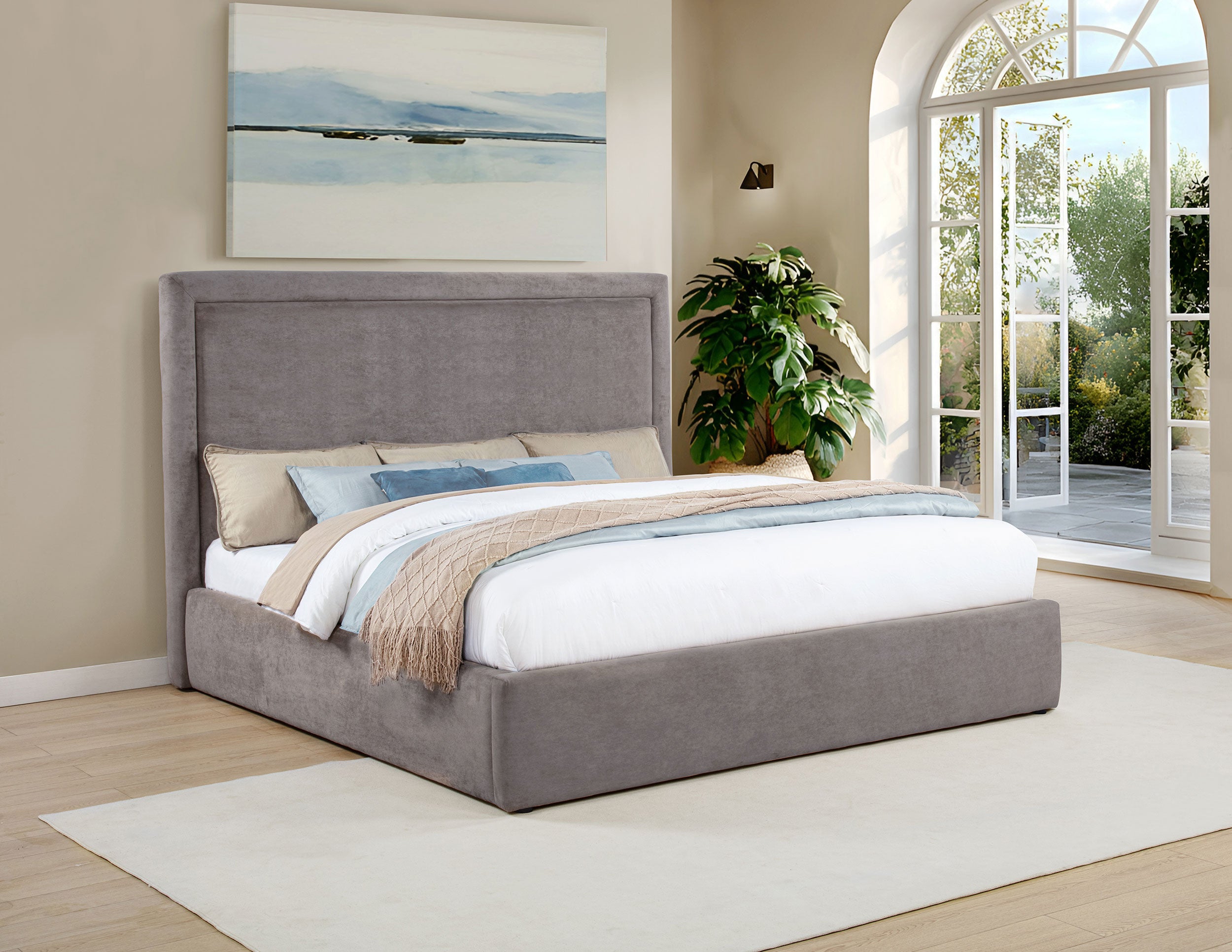 Lawson 54-inch Upholstered Eastern King Platform Bed Mushroom-