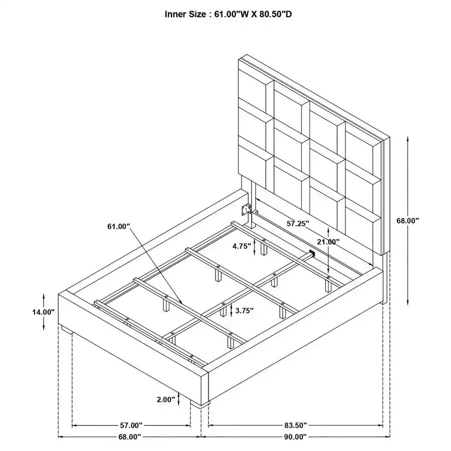 Panes Upholstered Queen Panel Bed Beige - Best Buy Furniture