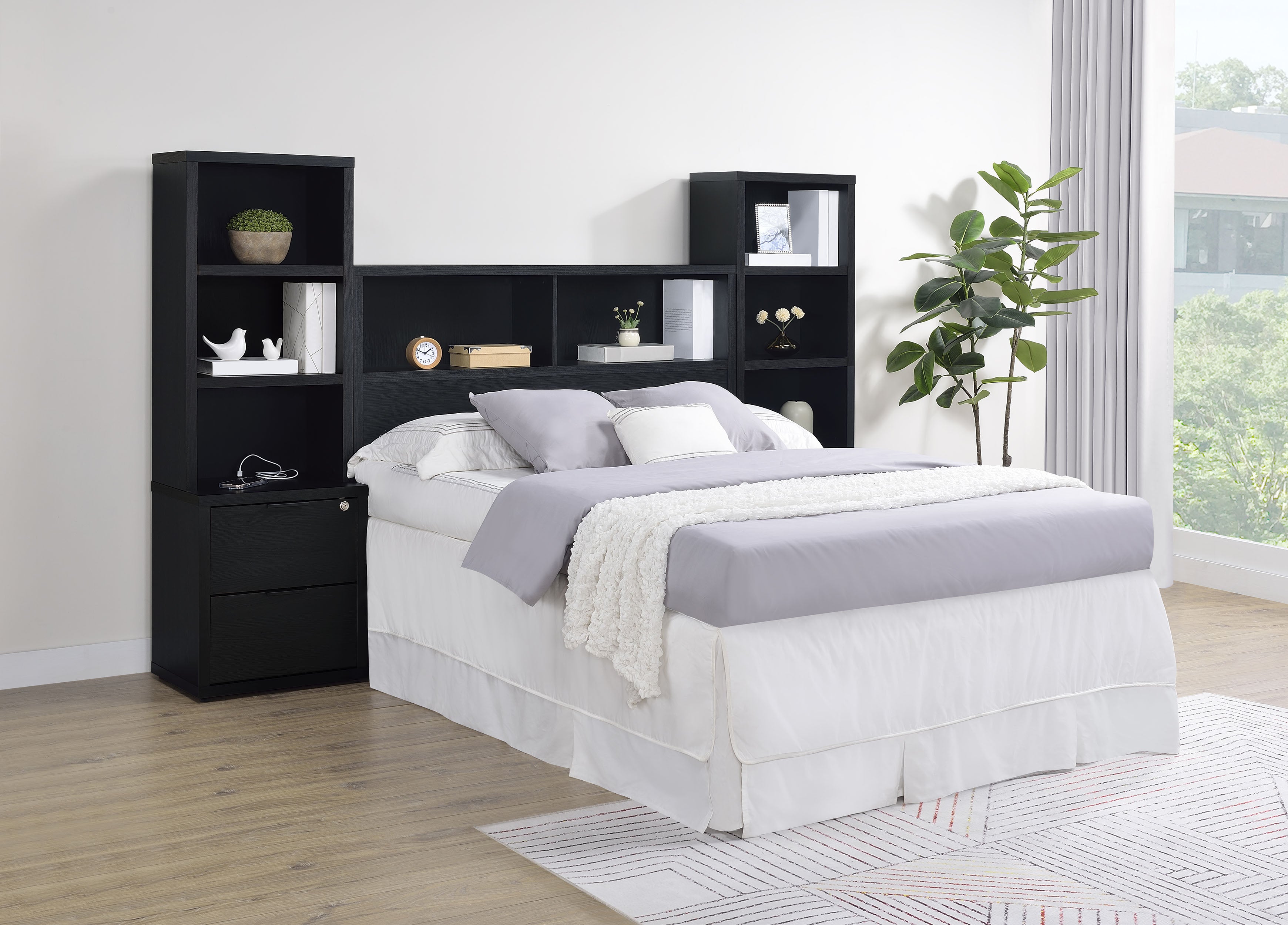 Westpark 49-inch Full Bookcase Headboard Black-