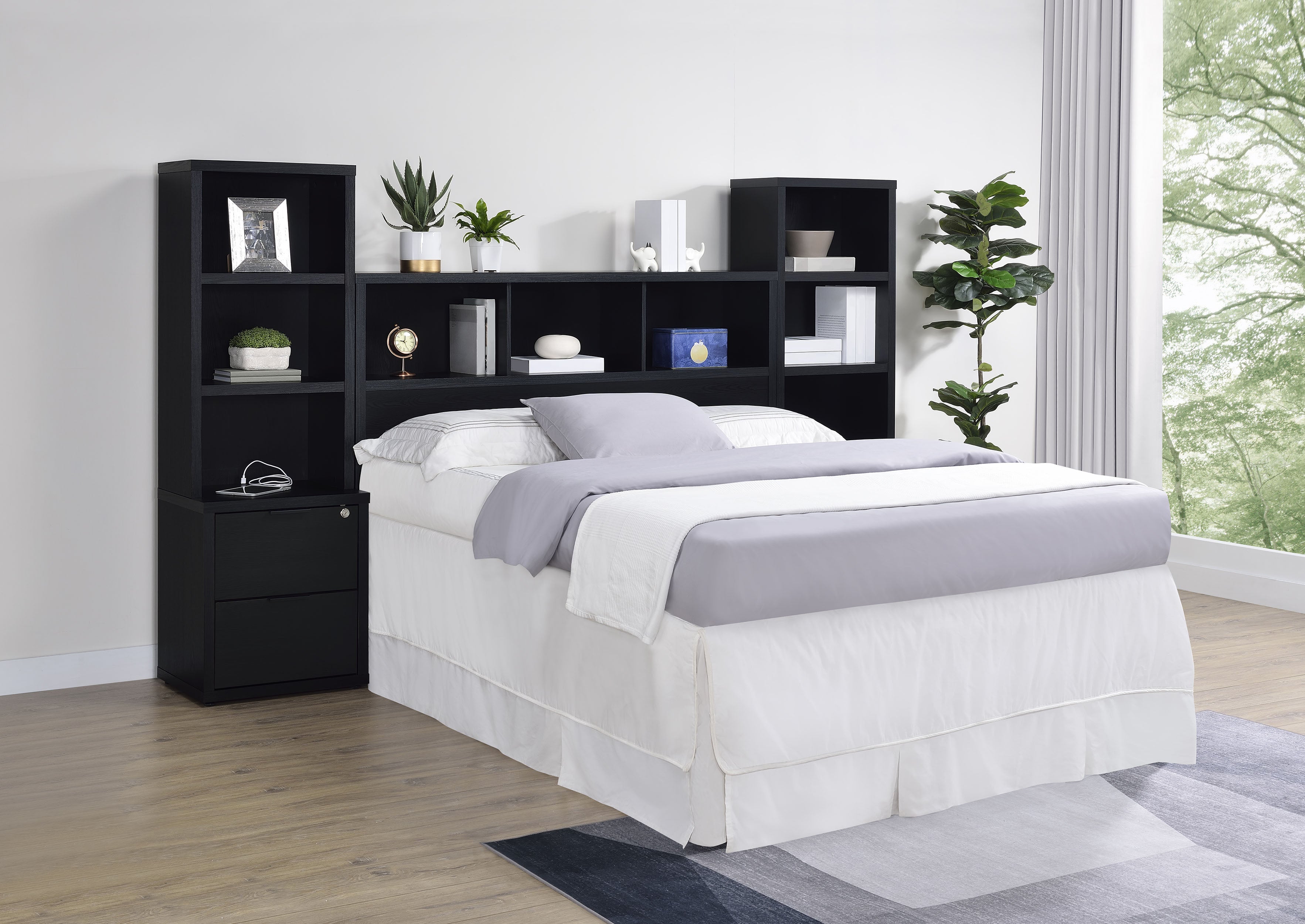 Westpark 3-piece Queen Bedroom Set Bookcase Headboard Black-