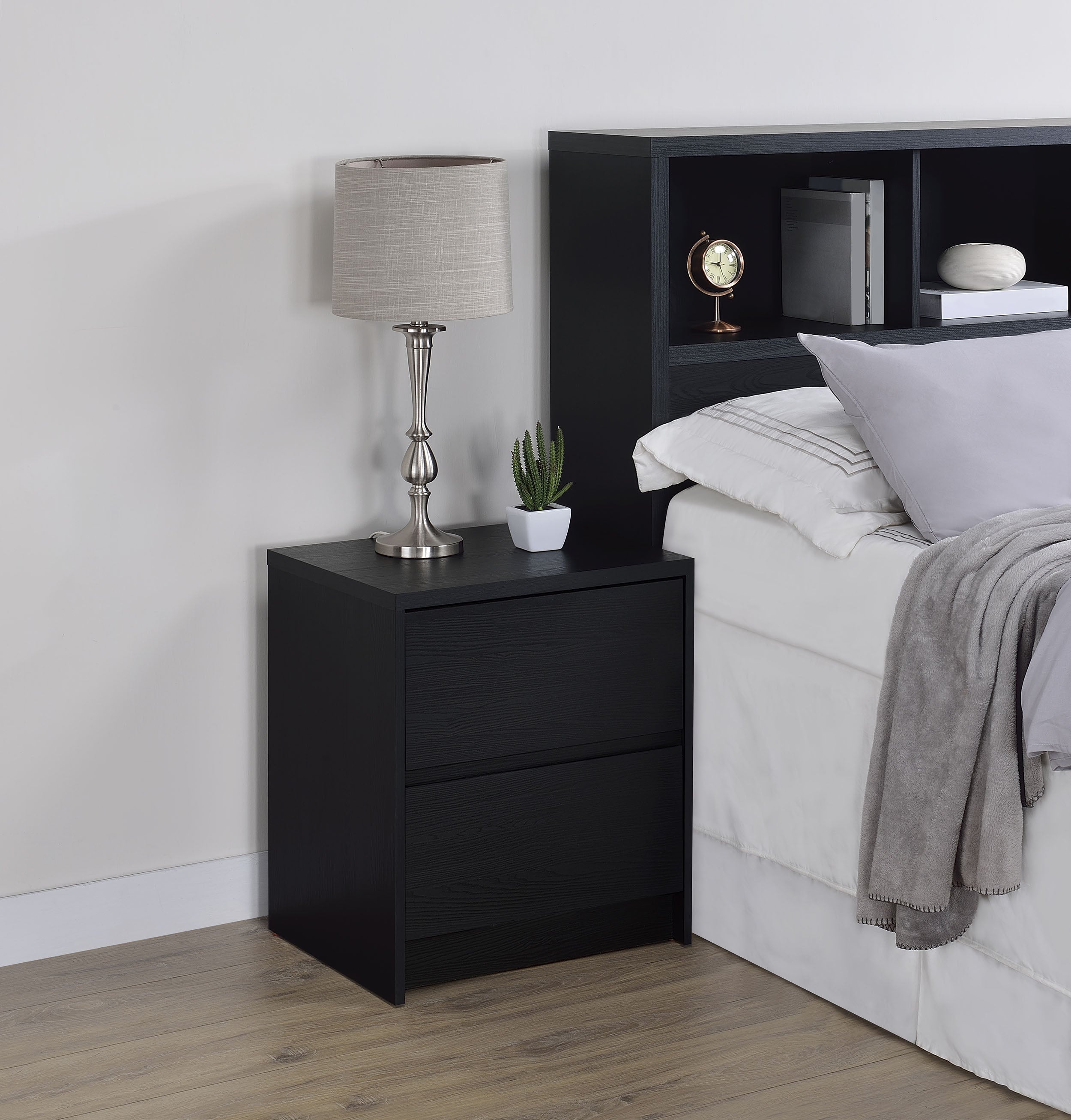 Westpark 2-drawer Nightstand LED Lights and USB Black-