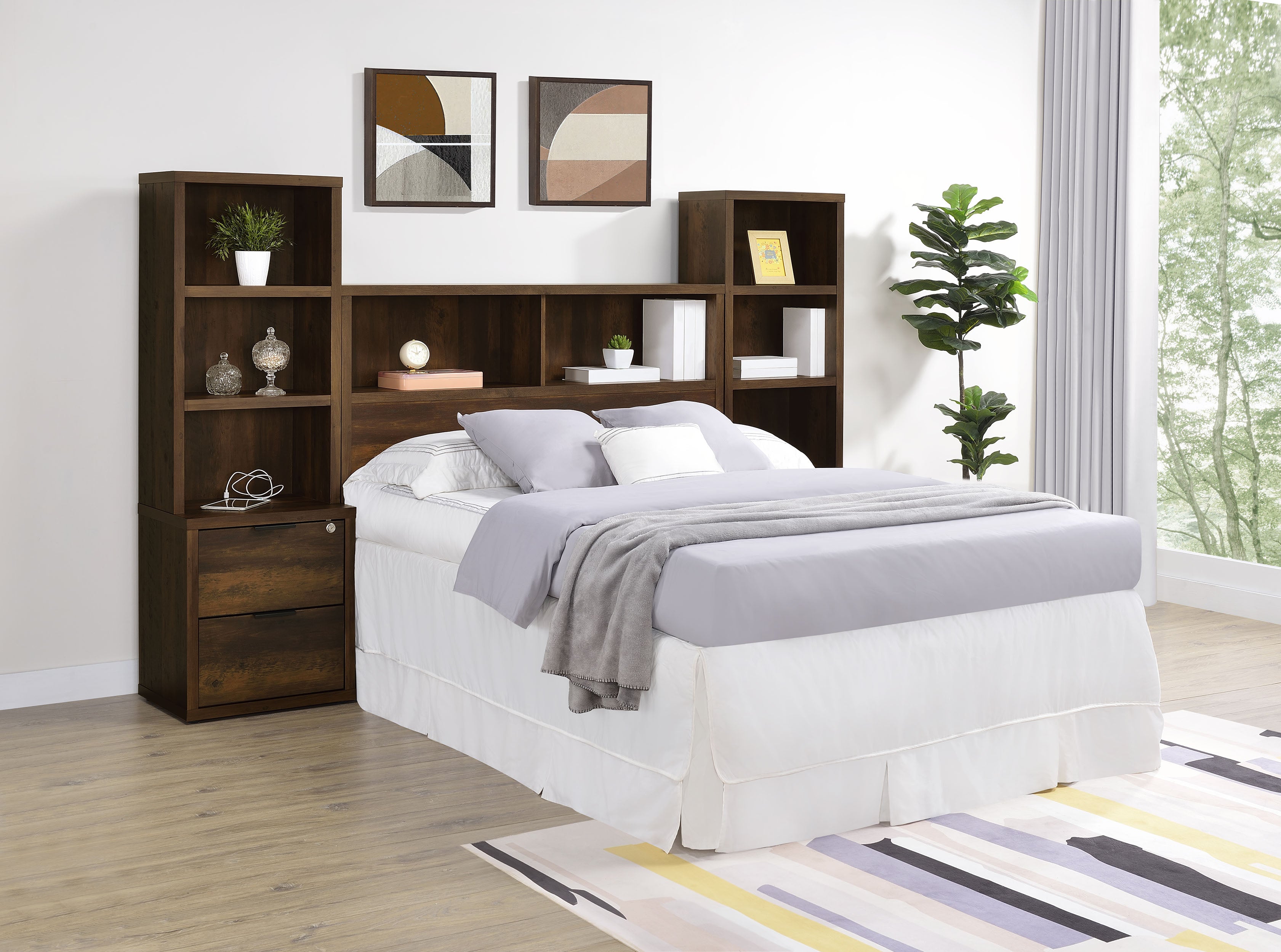 Westpark 49-inch Full Bookcase Headboard Dark Pine-