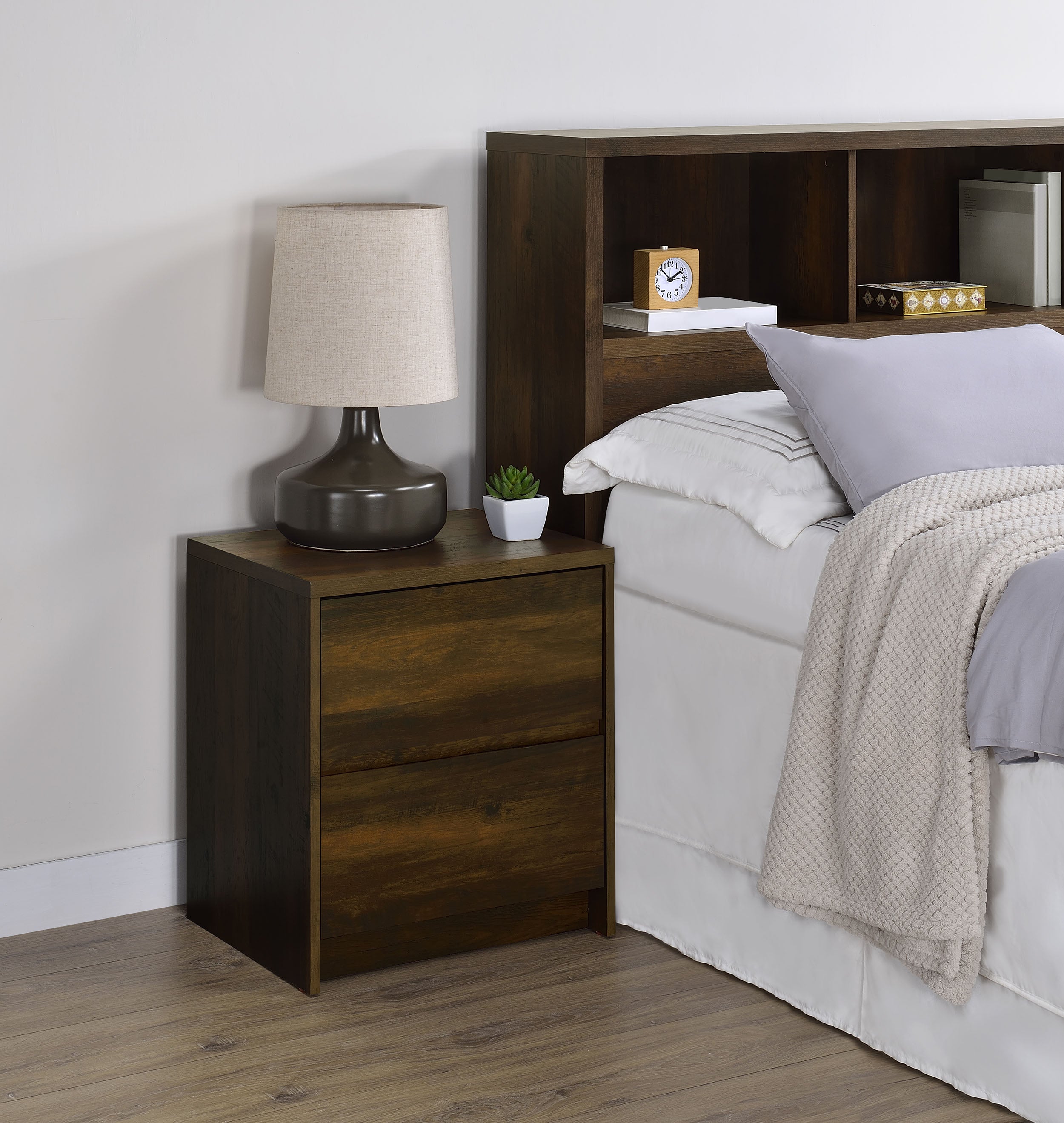 Westpark 2-drawer Nightstand LED Lights and USB Dark Pine-