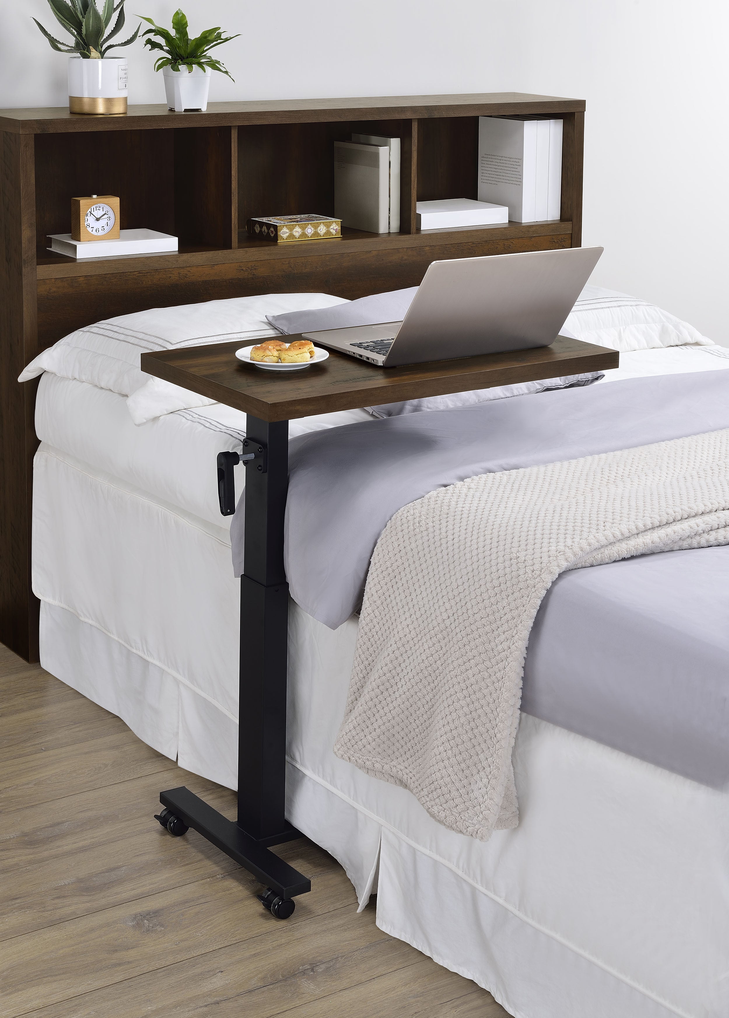 Westpark Height Adjustable Mobile Bedroom C-Table Dark Pine-