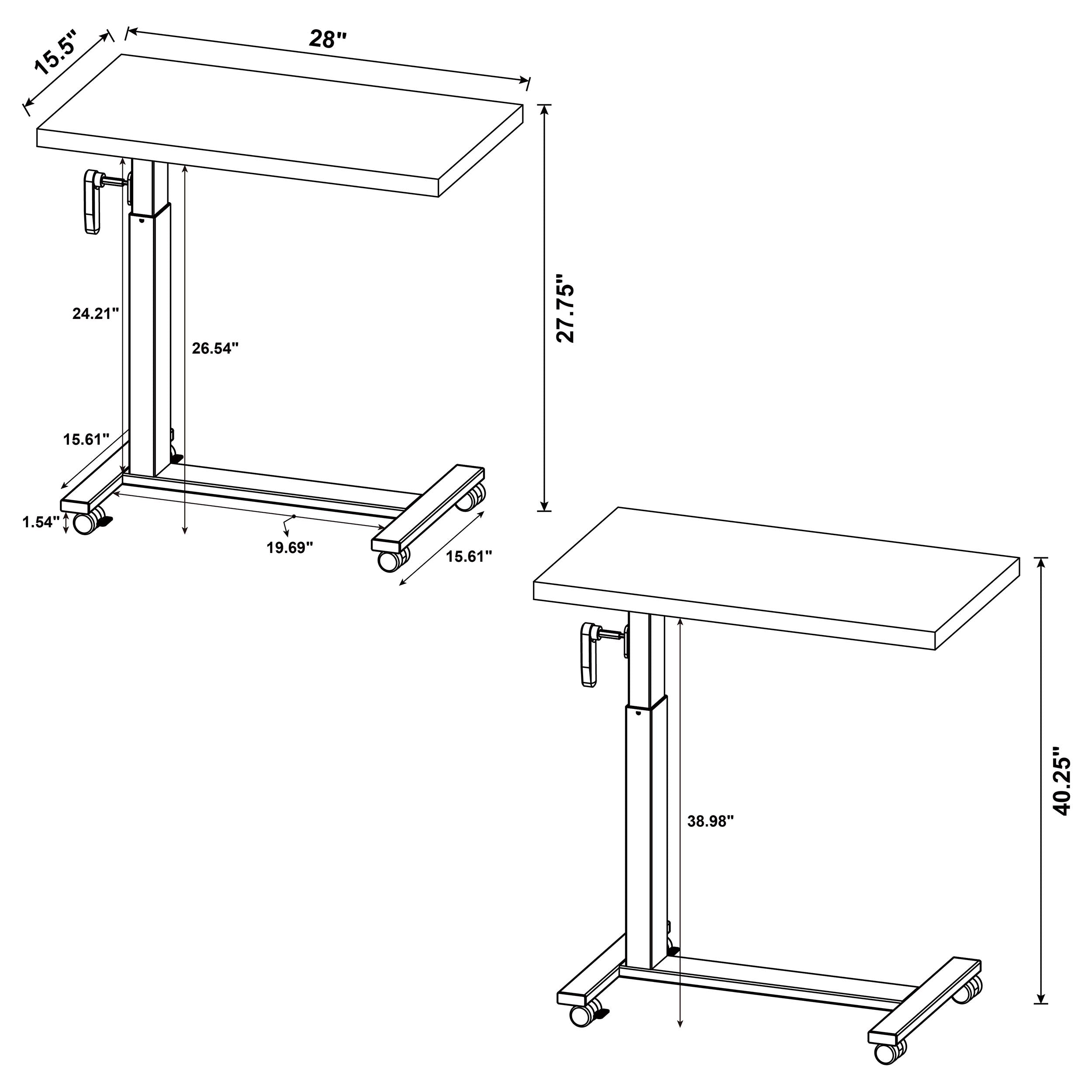 Westpark Height Adjustable Mobile Bedroom C-Table Dark Pine-