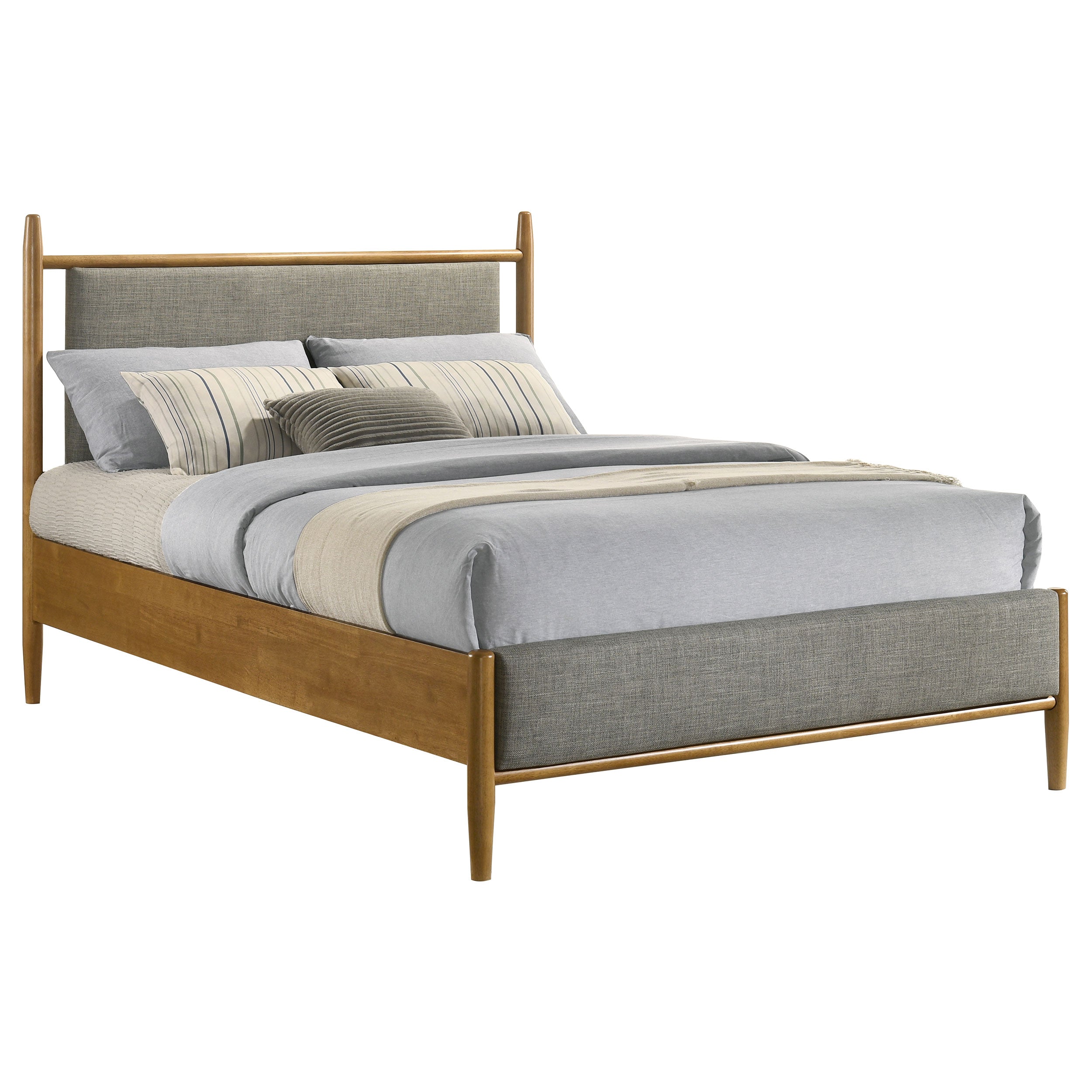 Mason 46-inch Full Panel Platform Bed Grey and Light Brown-