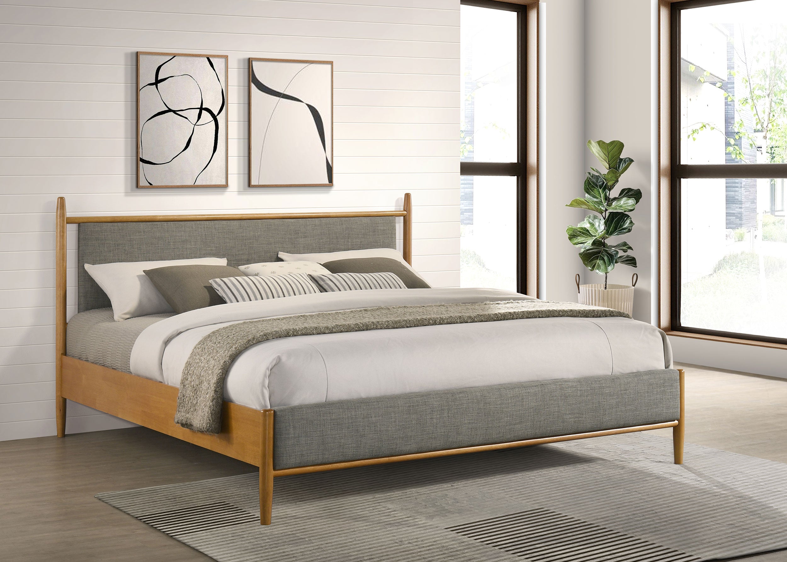 Mason 46-inch Eastern King Panel Platform Bed Light Brown-