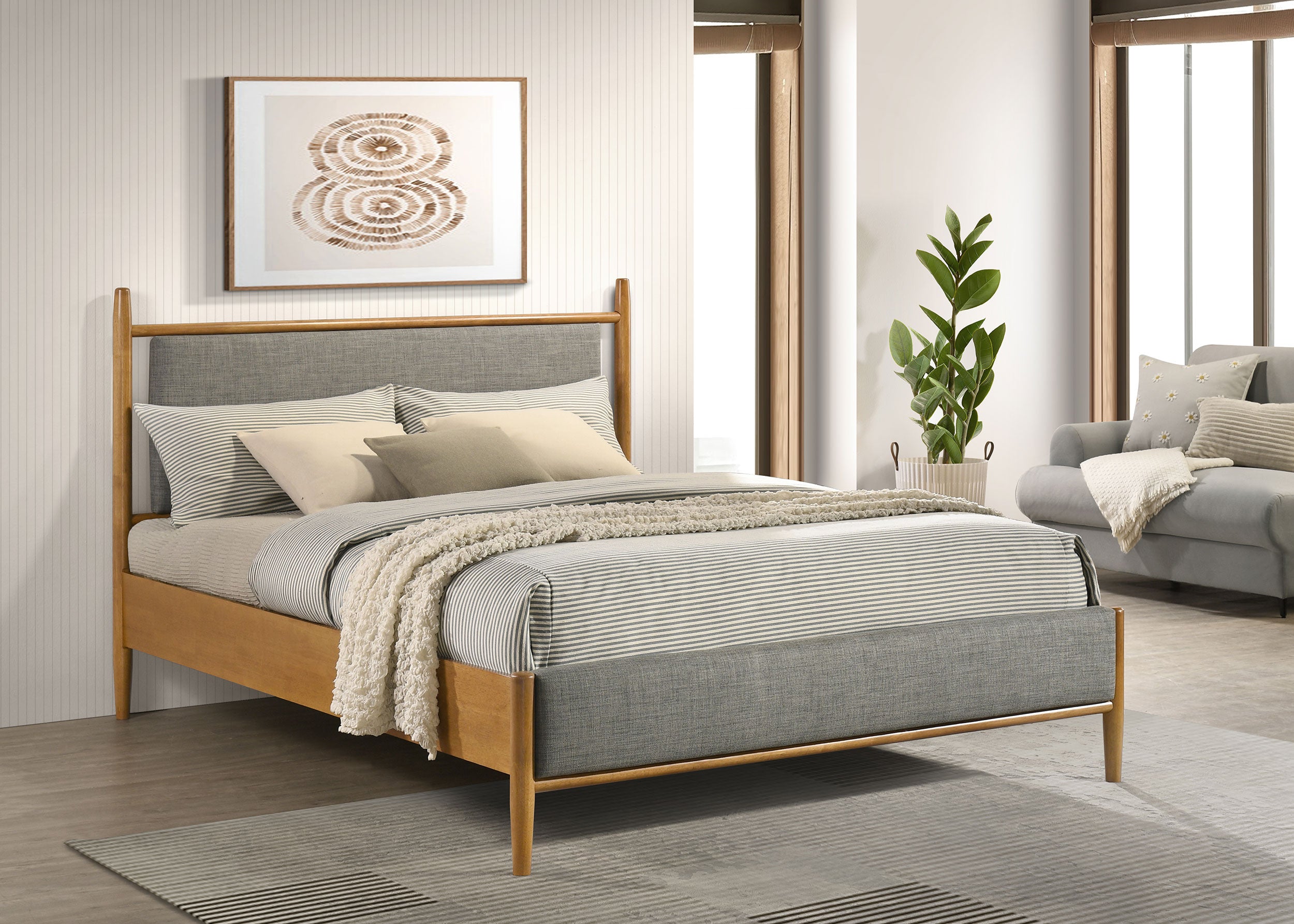 Mason 46-inch Queen Panel Platform Bed Grey and Light Brown-