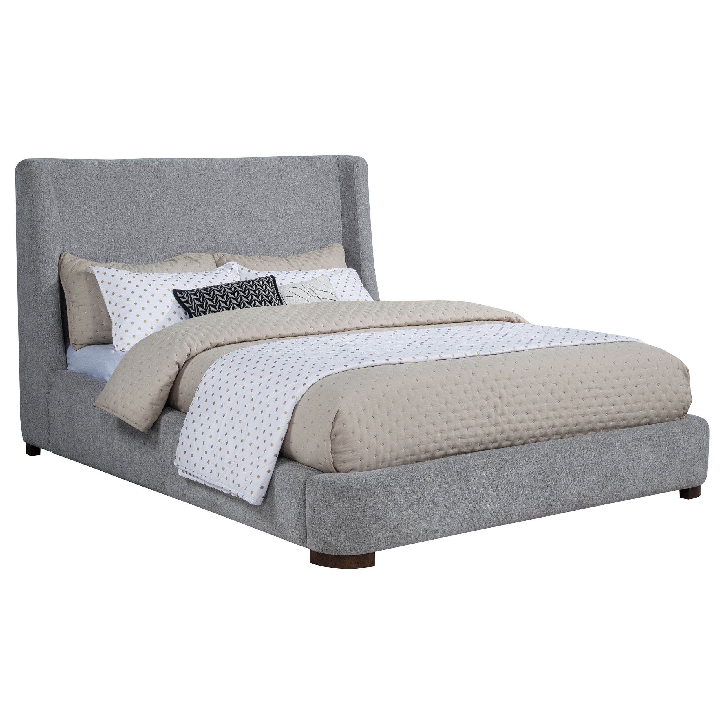 Rennes Upholstered Eastern King Wingback Platform Bed Grey-