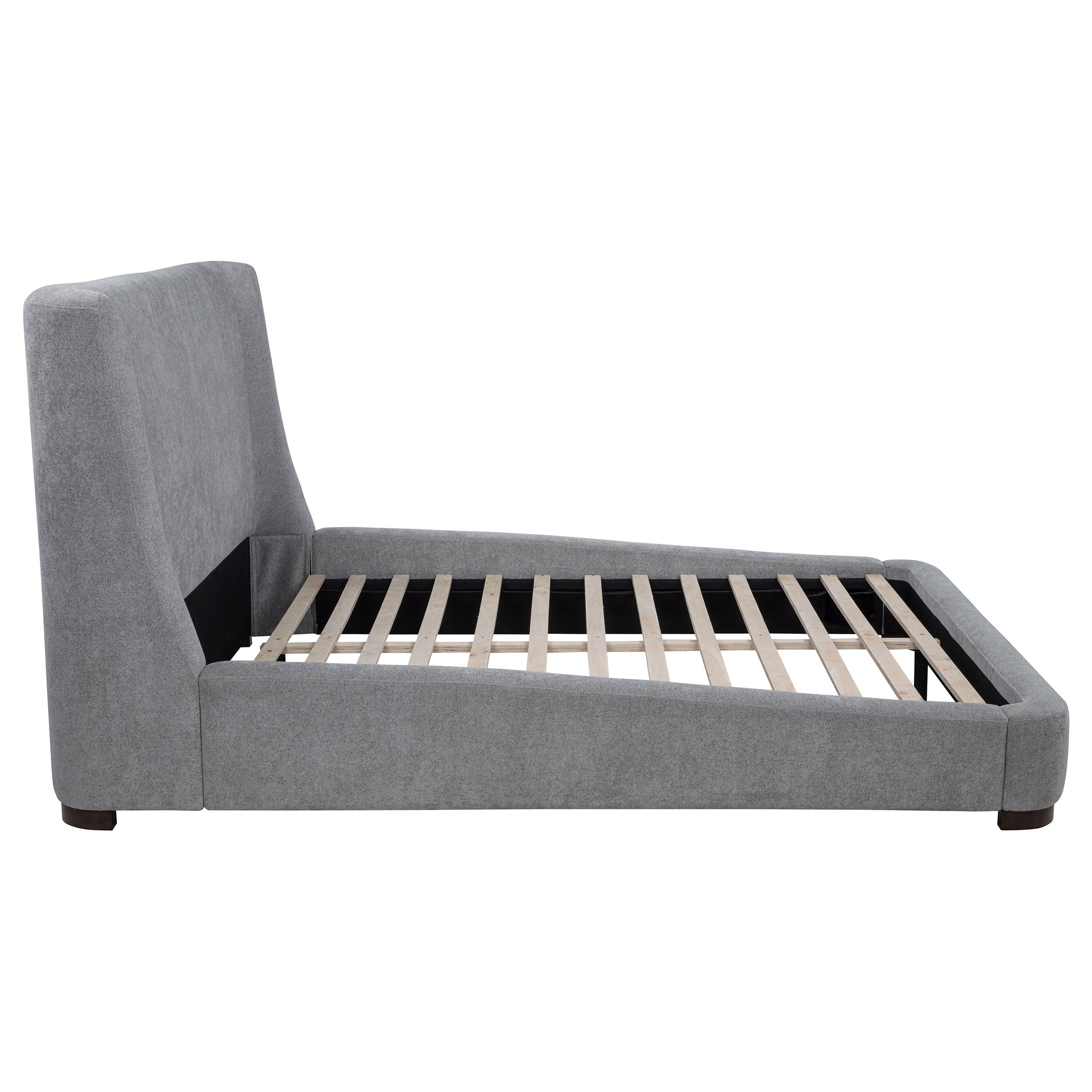 Rennes Upholstered Eastern King Wingback Platform Bed Grey-